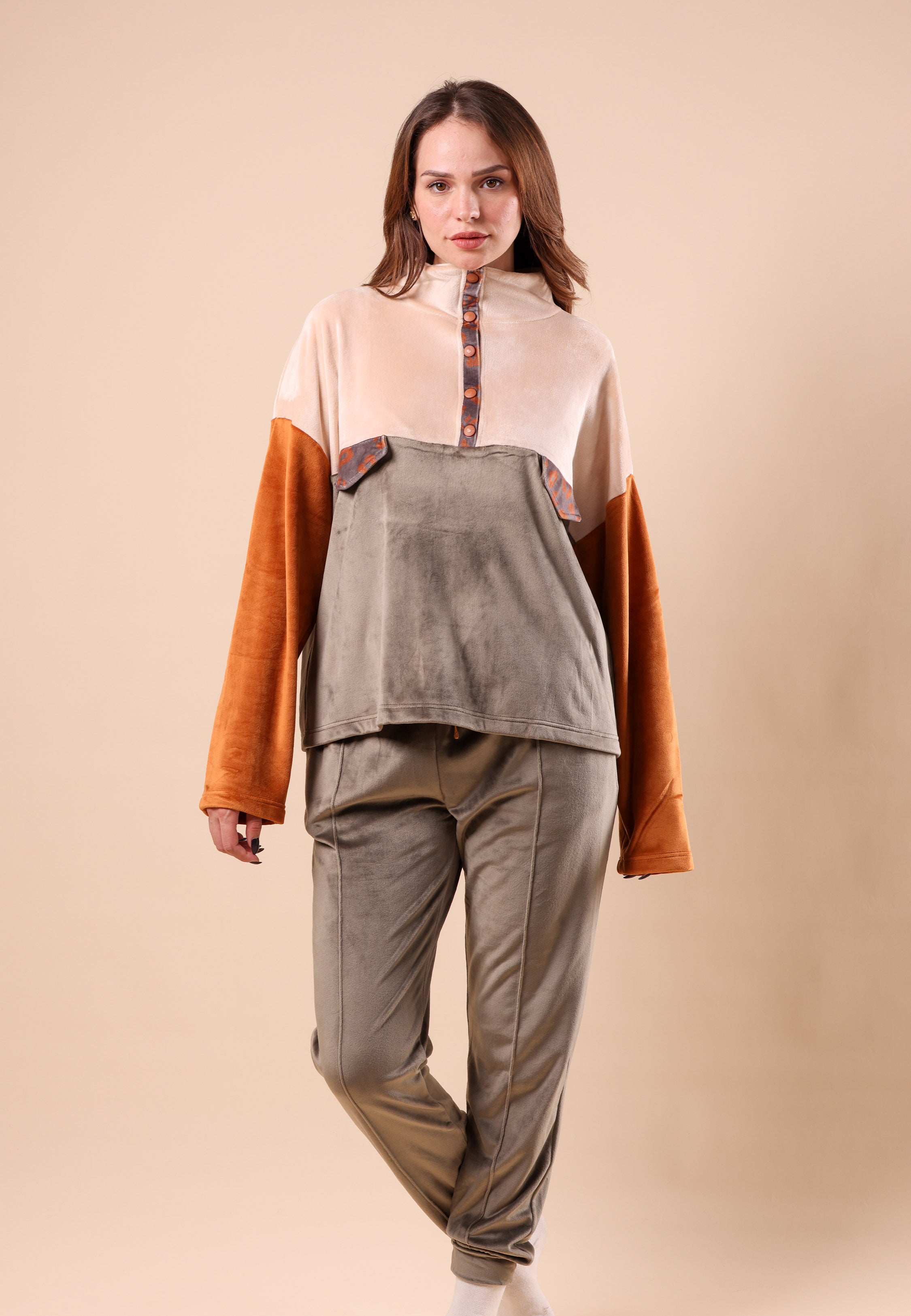 Ensemble Pyjama Boutonné Contrasté