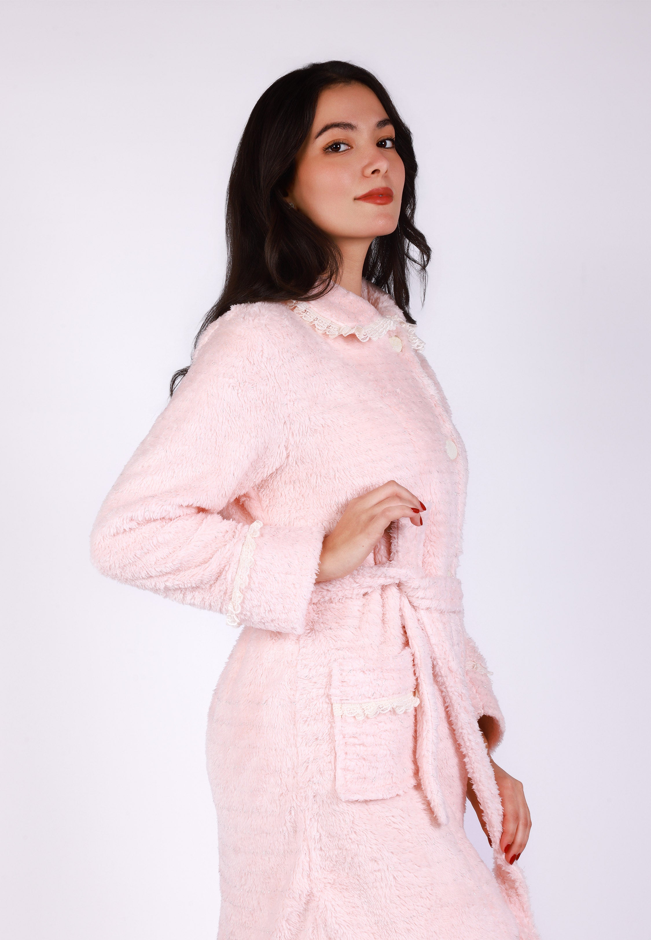 Peignoir Rose à Col Claudine | Collection La Vie en Rose