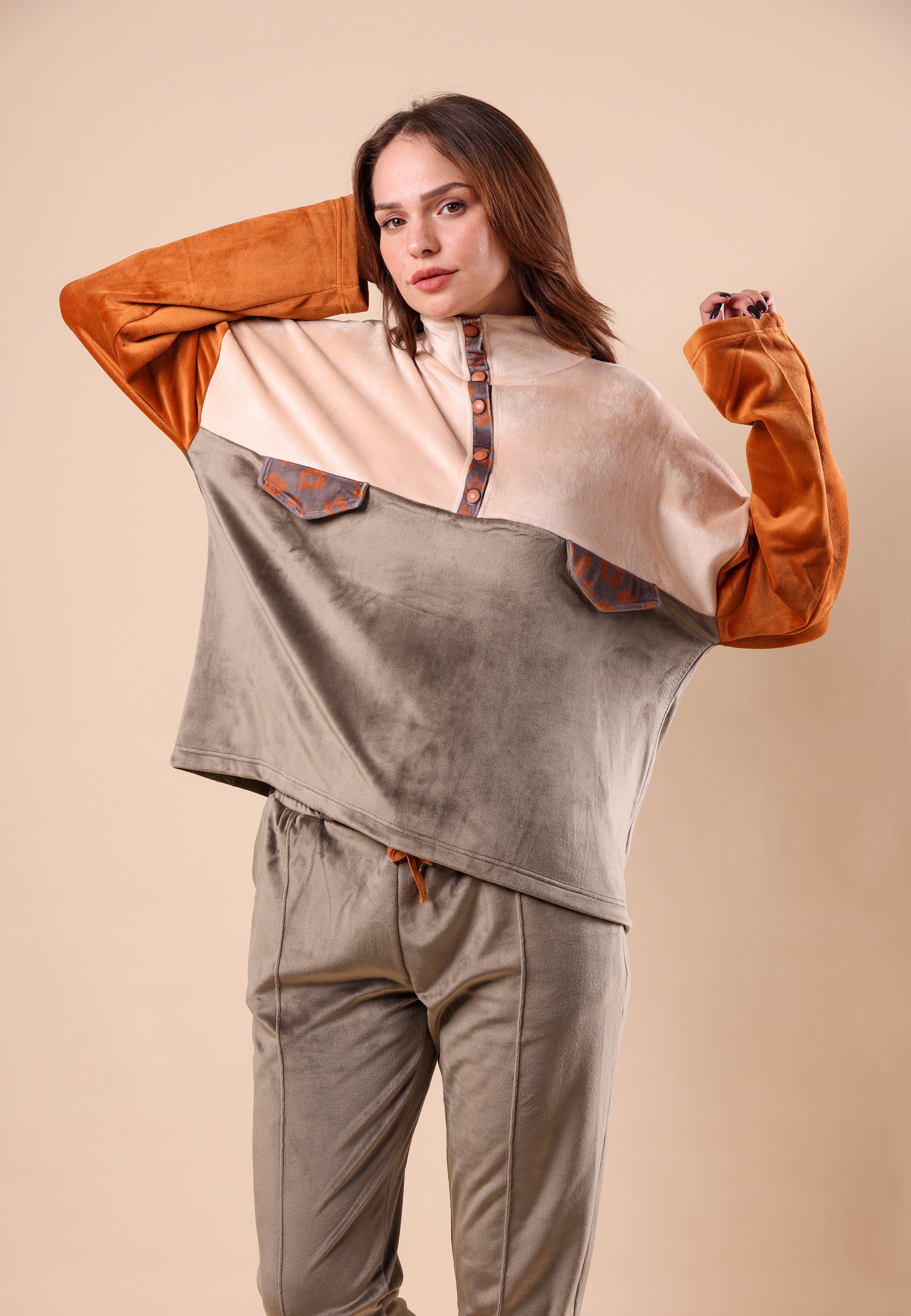 Ensemble Pyjama Boutonné Contrasté