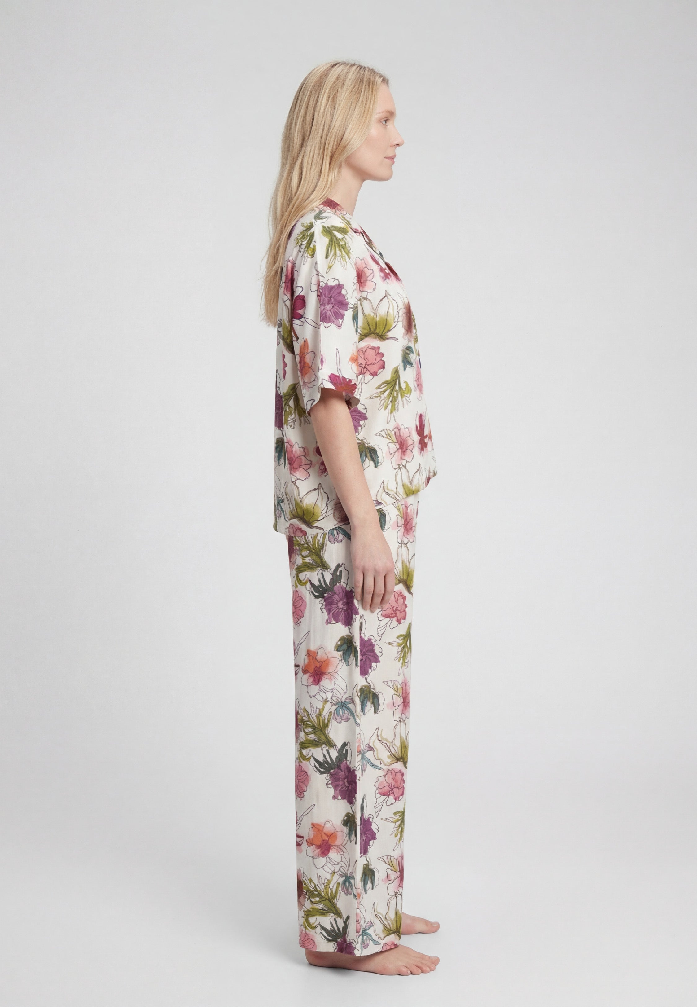 Ensemble Pyjama Femme Imprimé Floral Multicolore