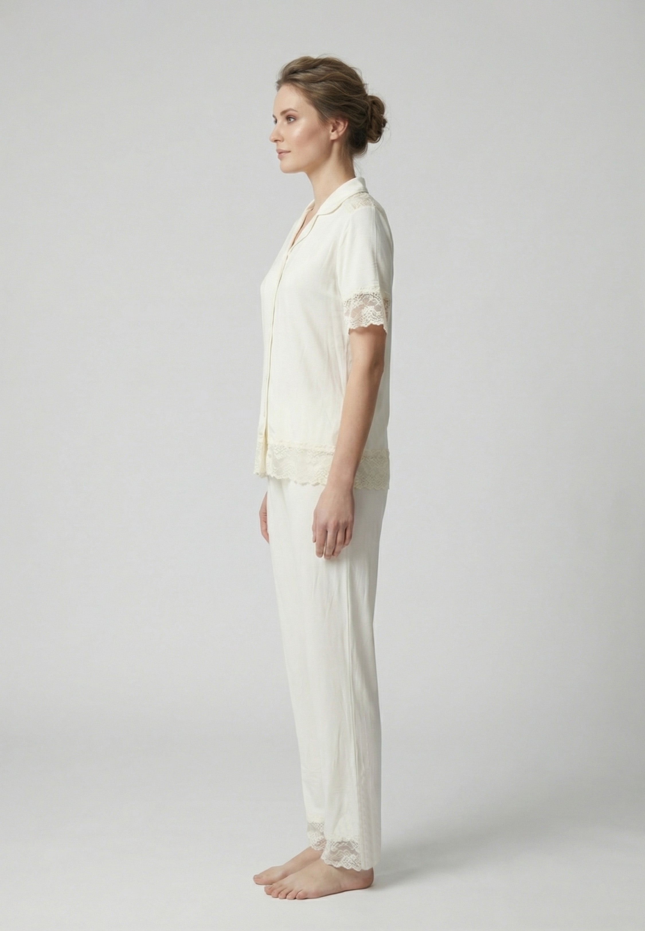 Ensemble Pyjama Blanc à Dentelle