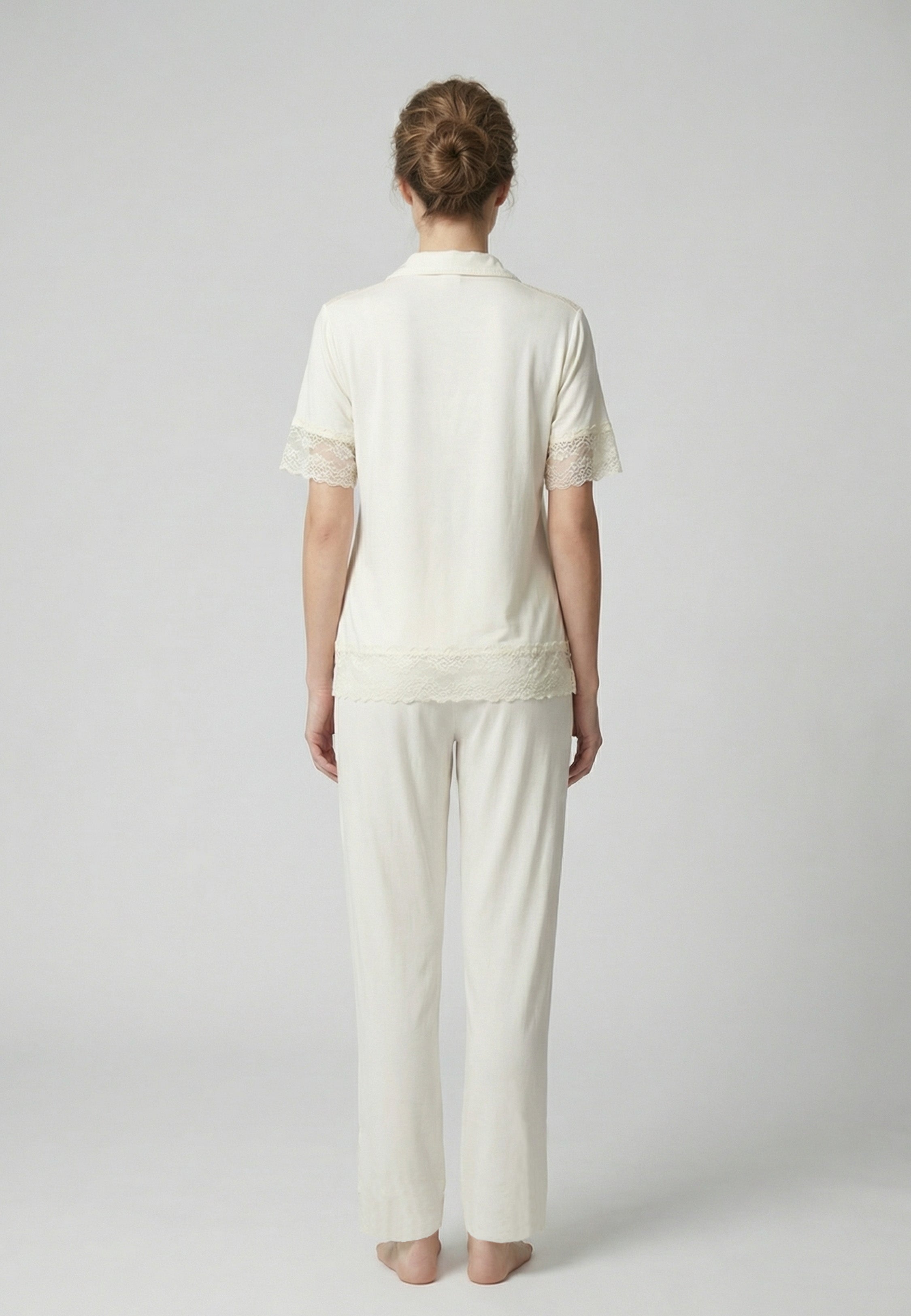 Ensemble Pyjama Blanc à Dentelle