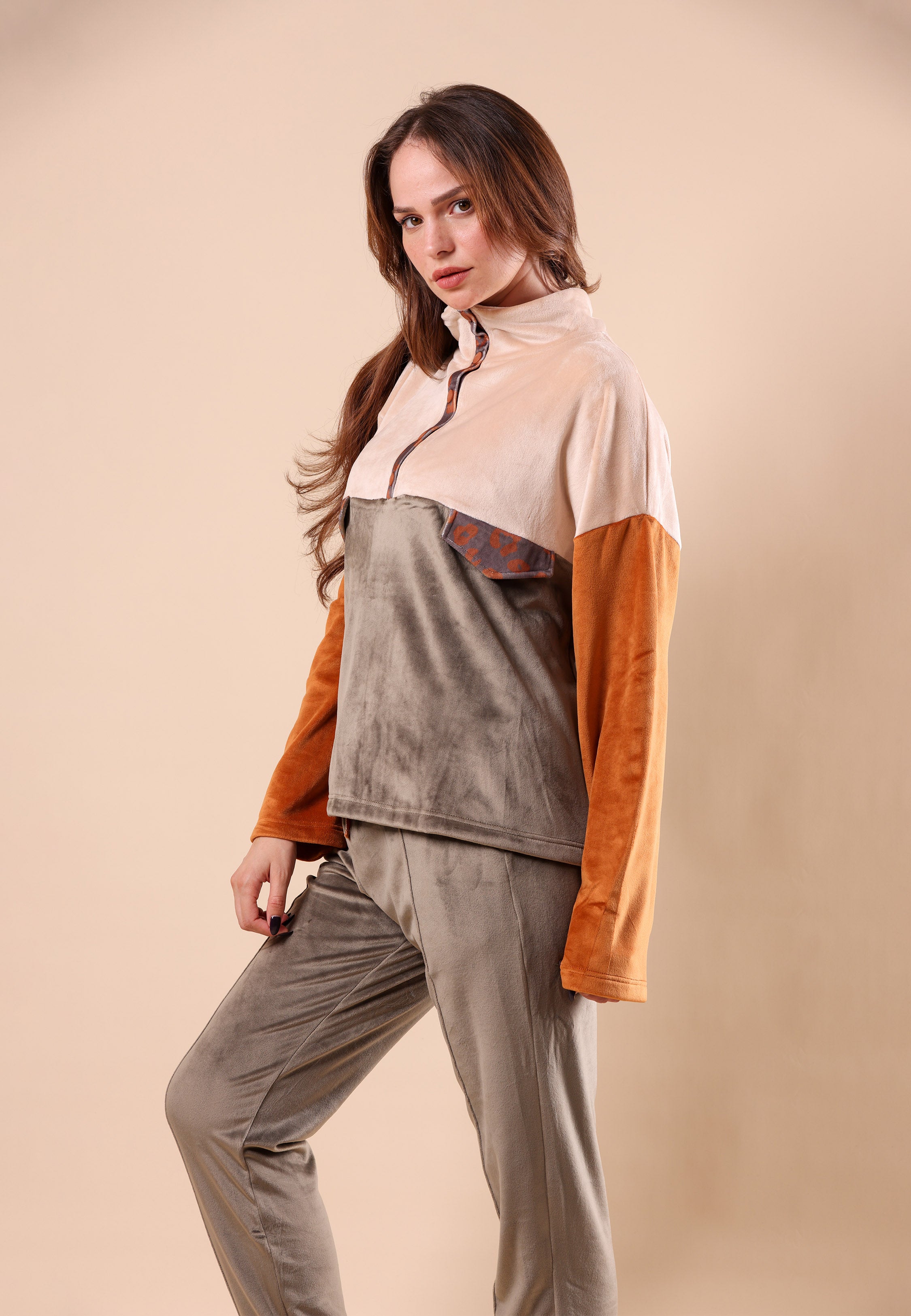 Ensemble Pyjama Boutonné Contrasté
