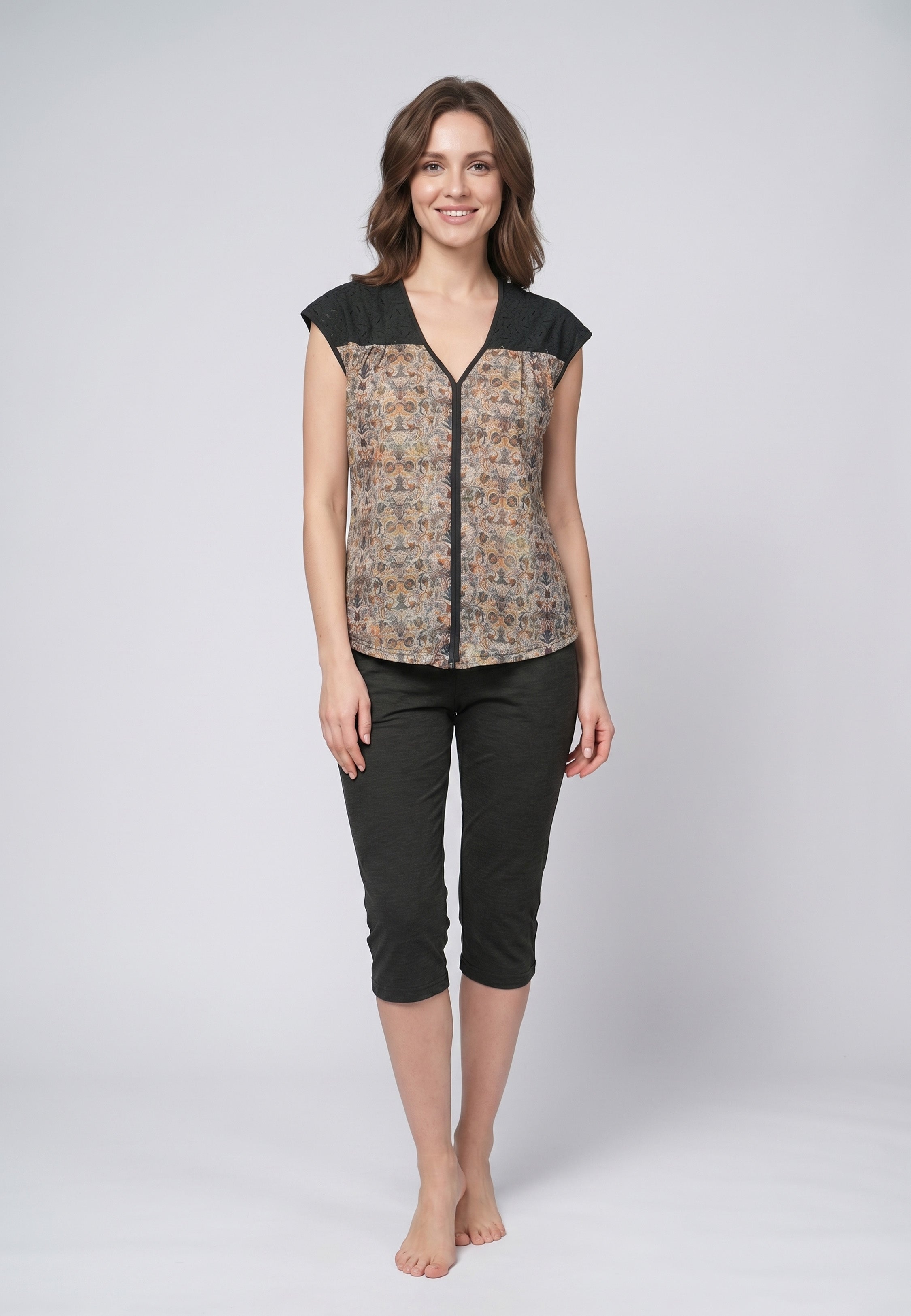 Ensemble Pyjama Femme Sans Manches et Pantalon Court