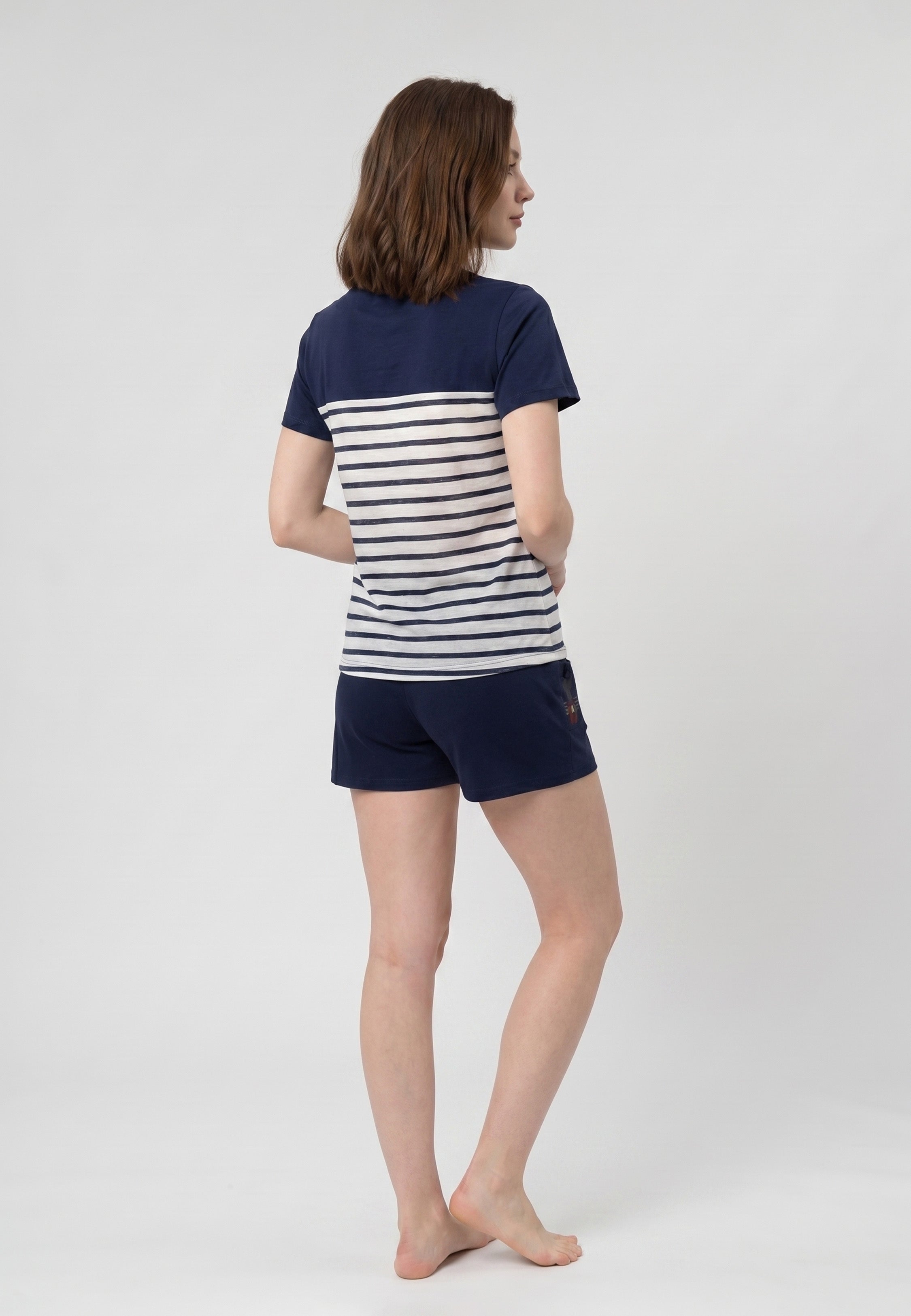 Pyjama Mickey Icons Rayé Marine & Short