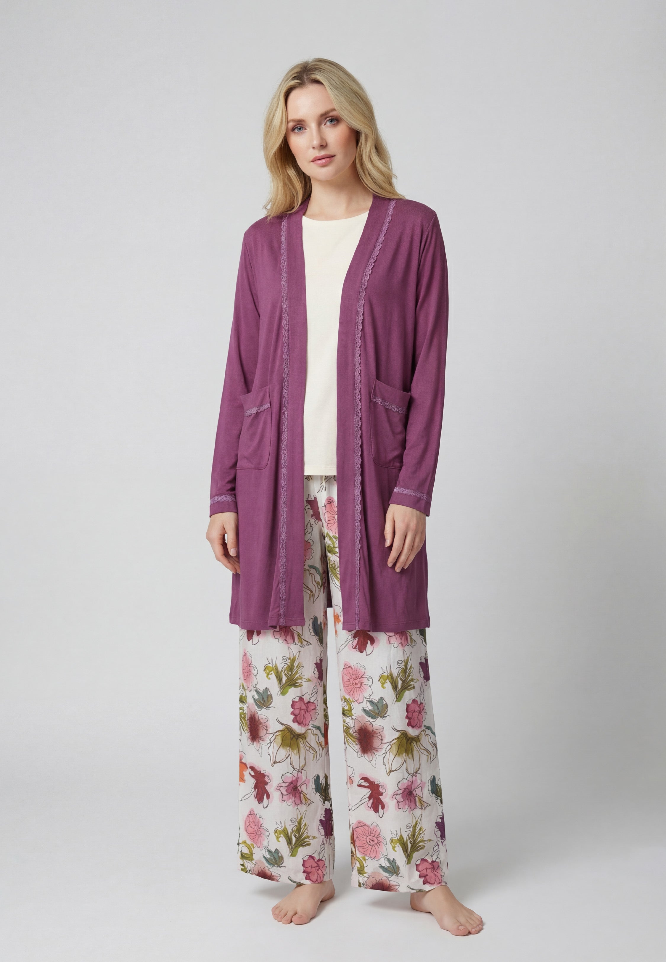 Ensemble Pyjama Femme Imprimé Floral Fluide