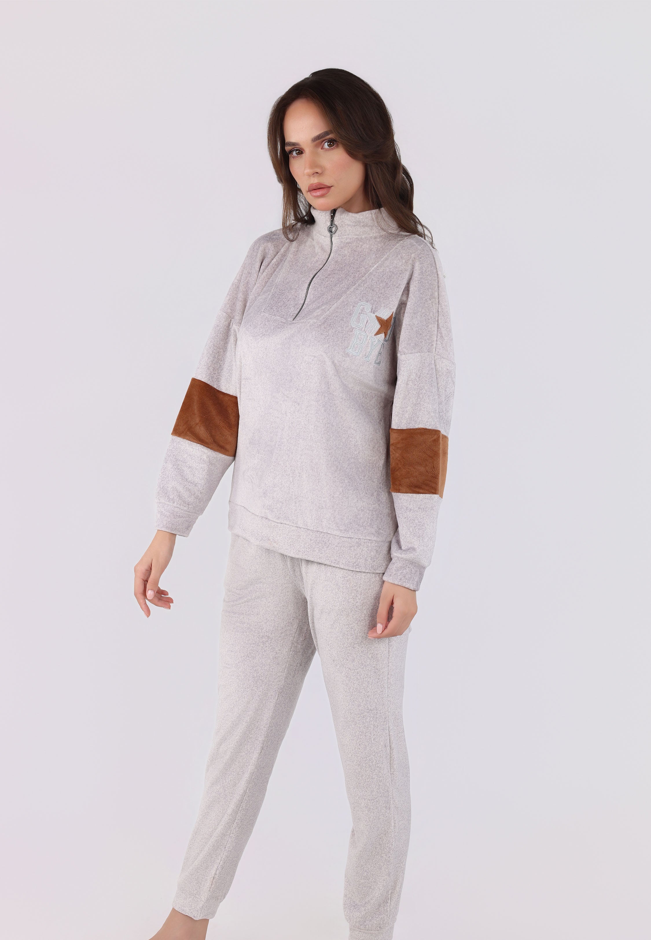Ensemble Pyjama Zippé Contrasté