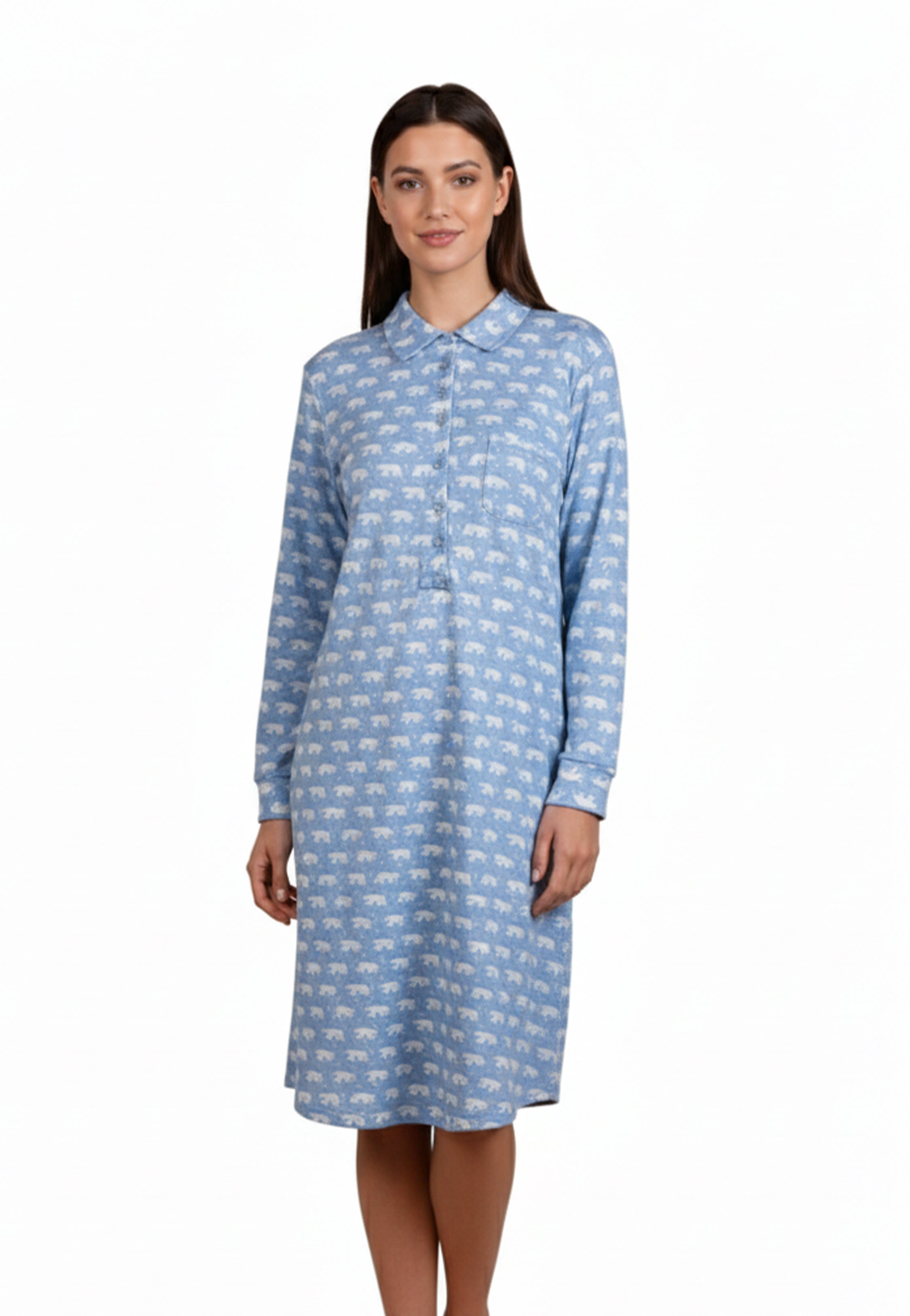 Pyjama Robe Bleue Imprimée