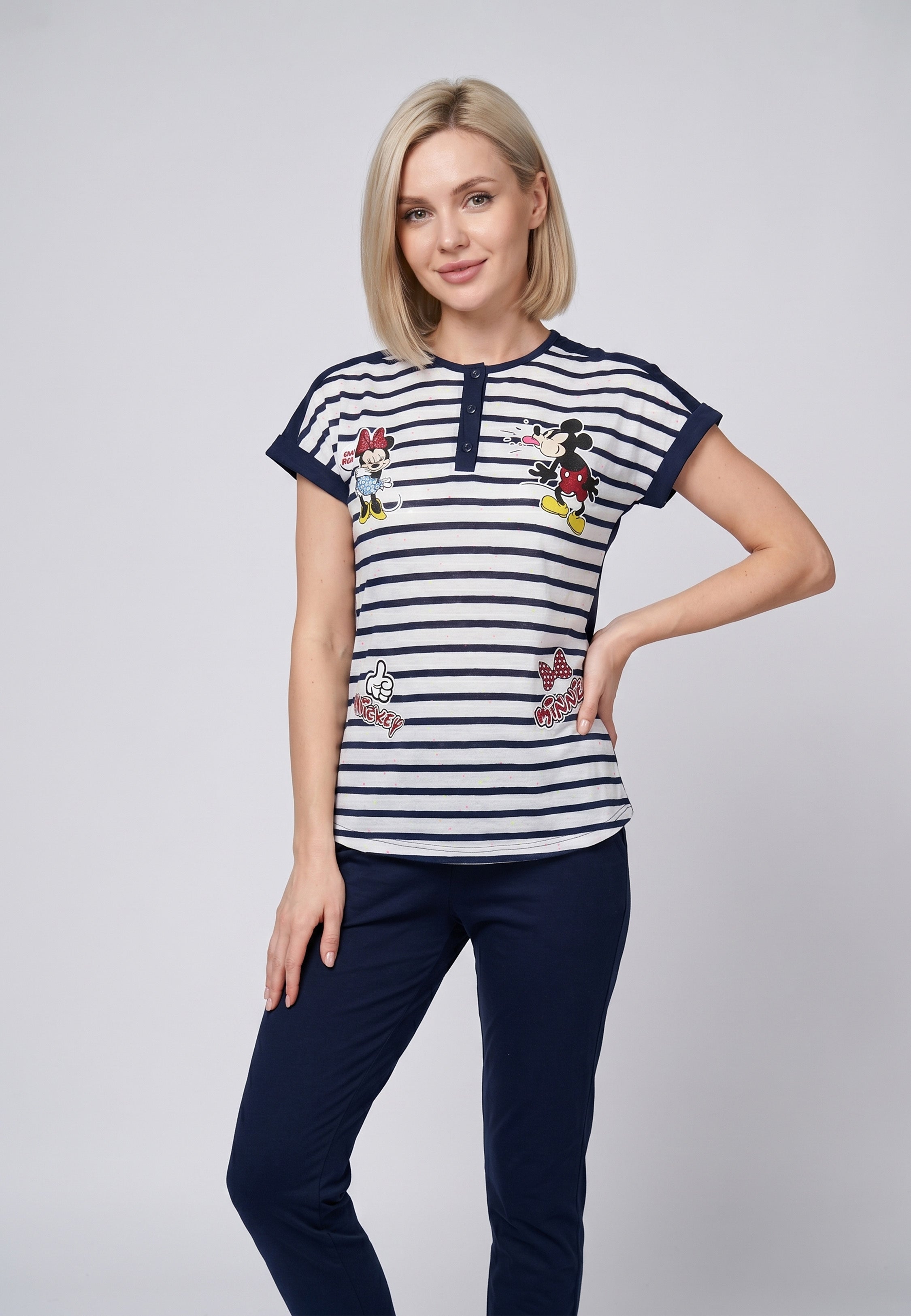 Pyjama Mickey & Minnie Duo Rayé Marine
