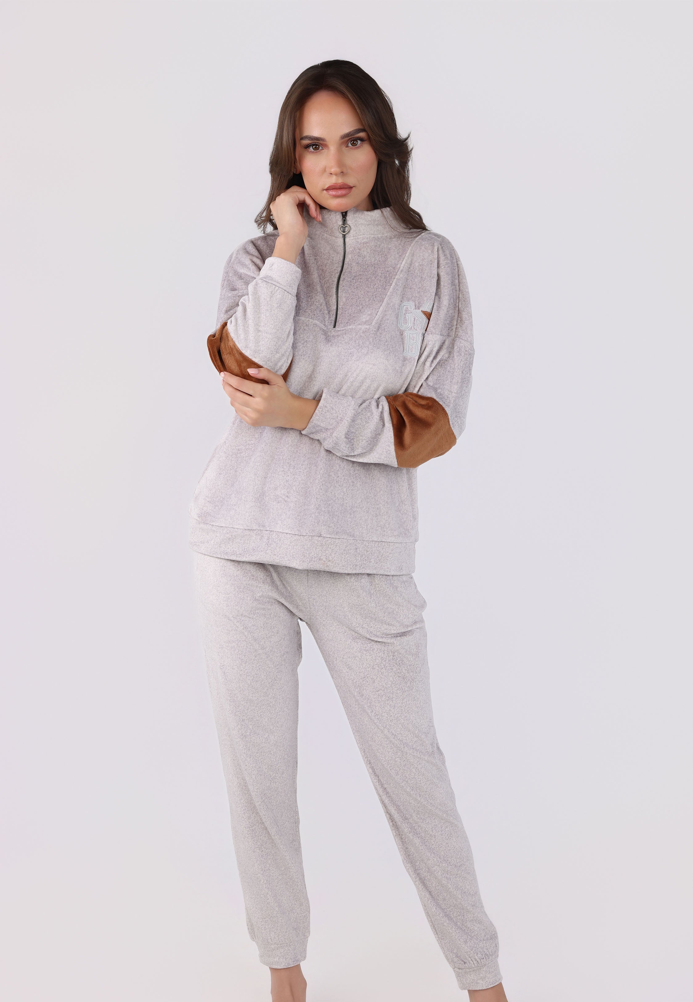 Ensemble Pyjama Zippé Contrasté