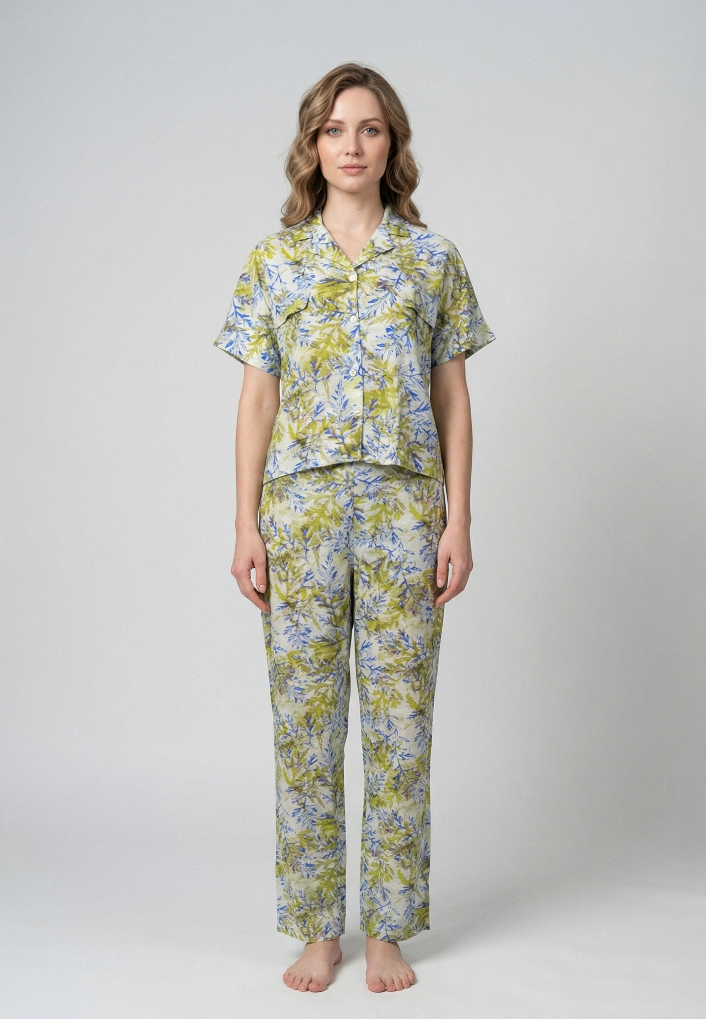 Ensemble Pyjama Femme Fleuri Jaune