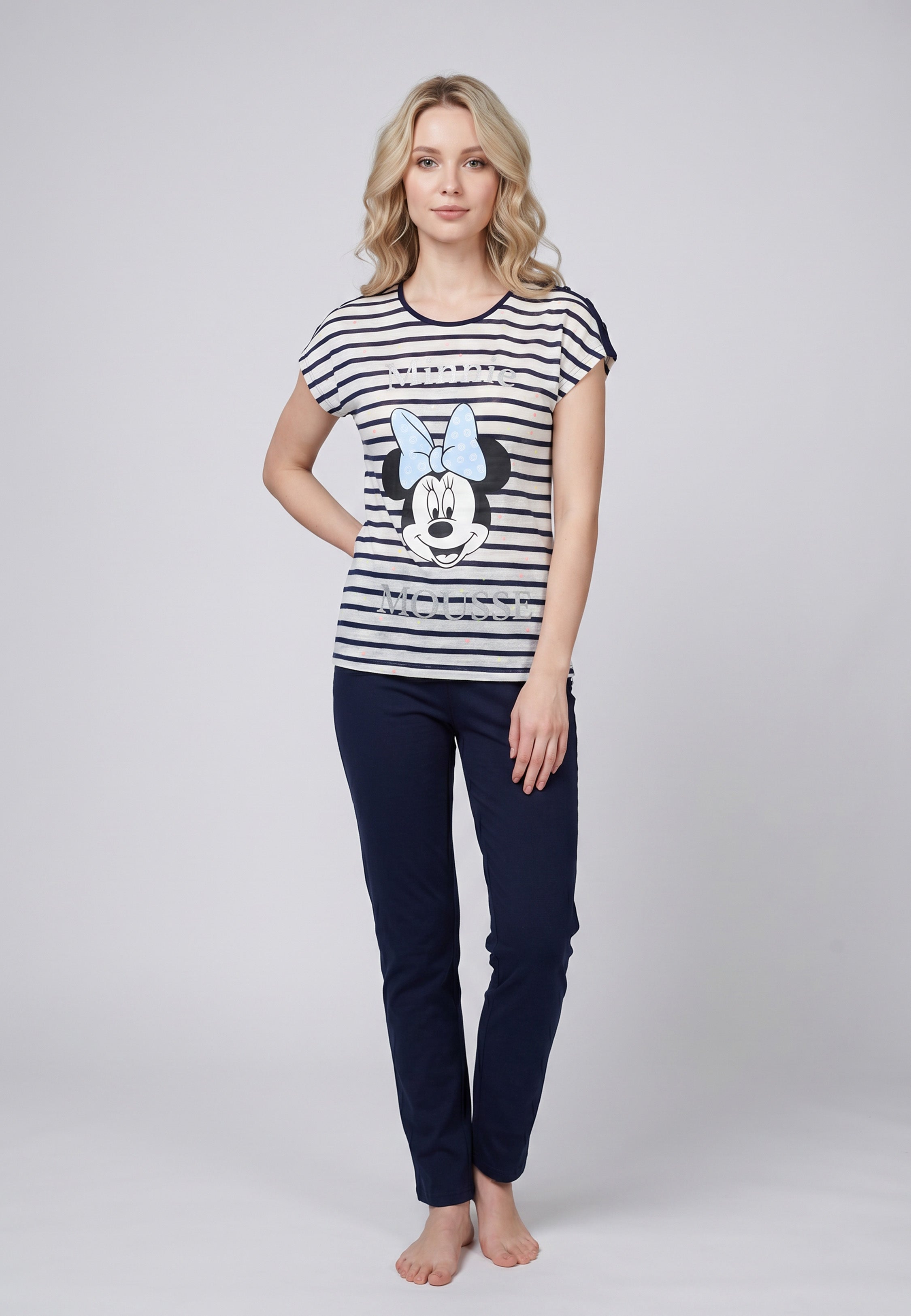 Pyjama Minnie Mouse Portrait Rayé Marine