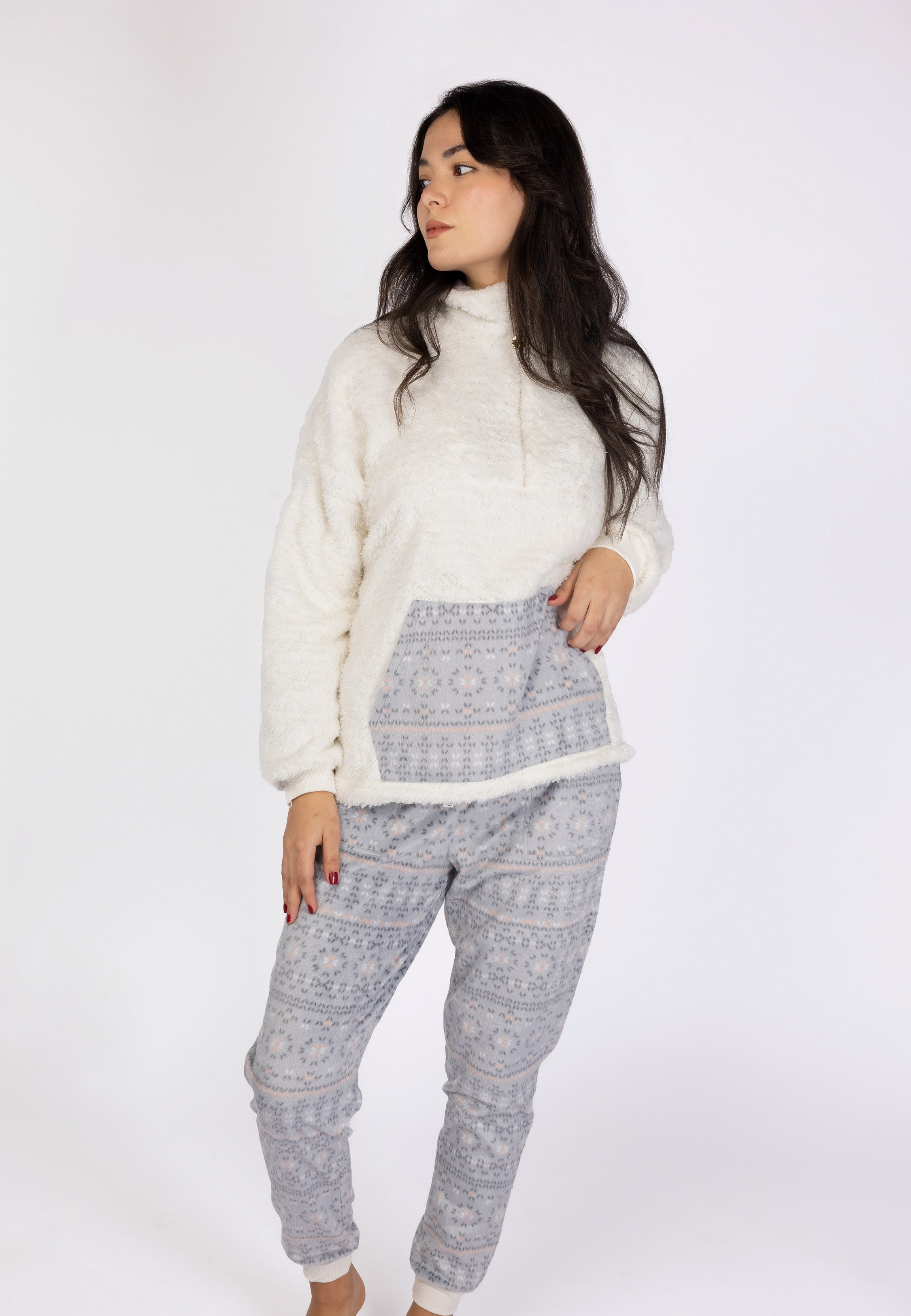 Ensemble Pyjama Crème Col Montant | Collection La Vie en Rose