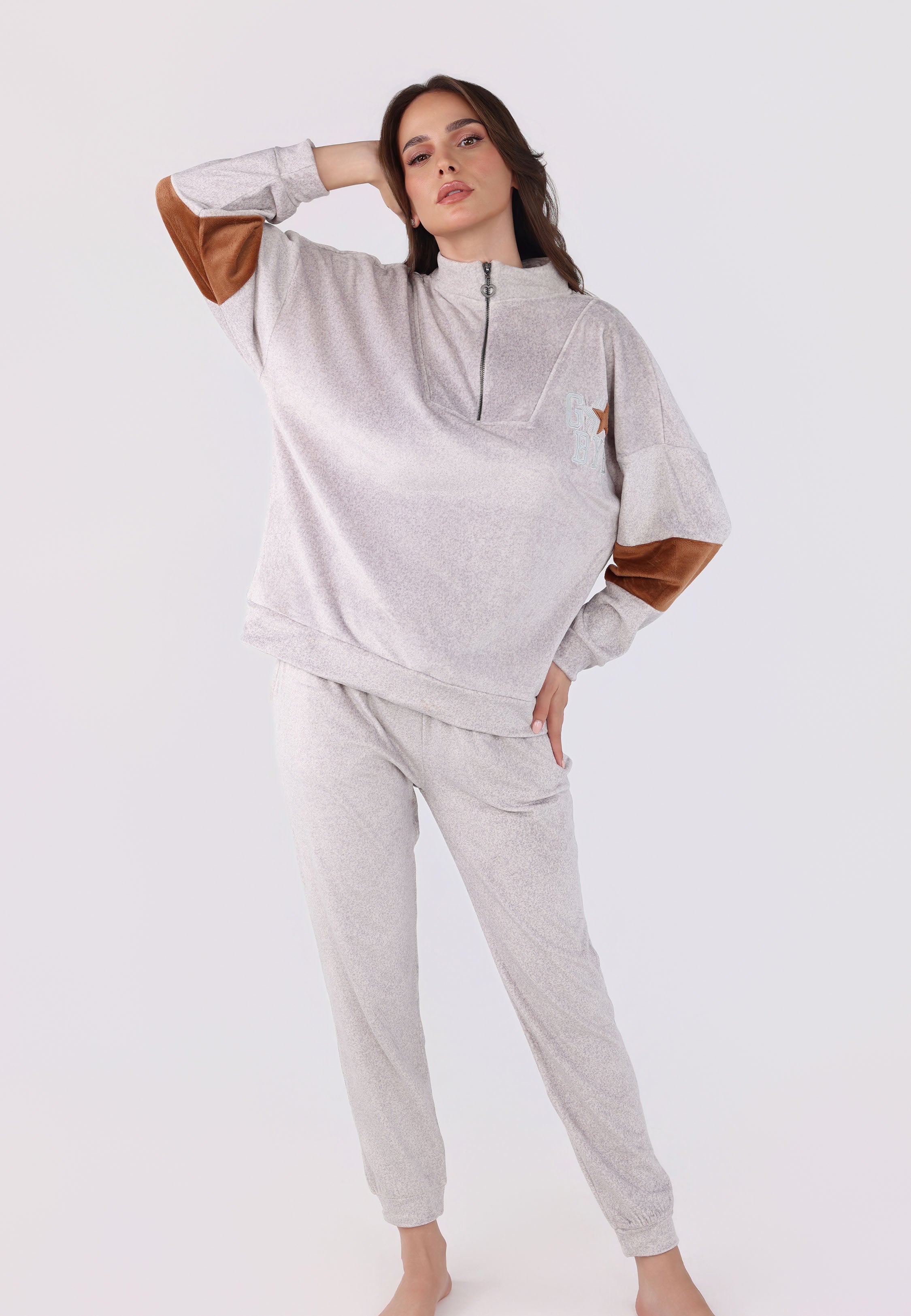 Ensemble Pyjama Zippé Contrasté