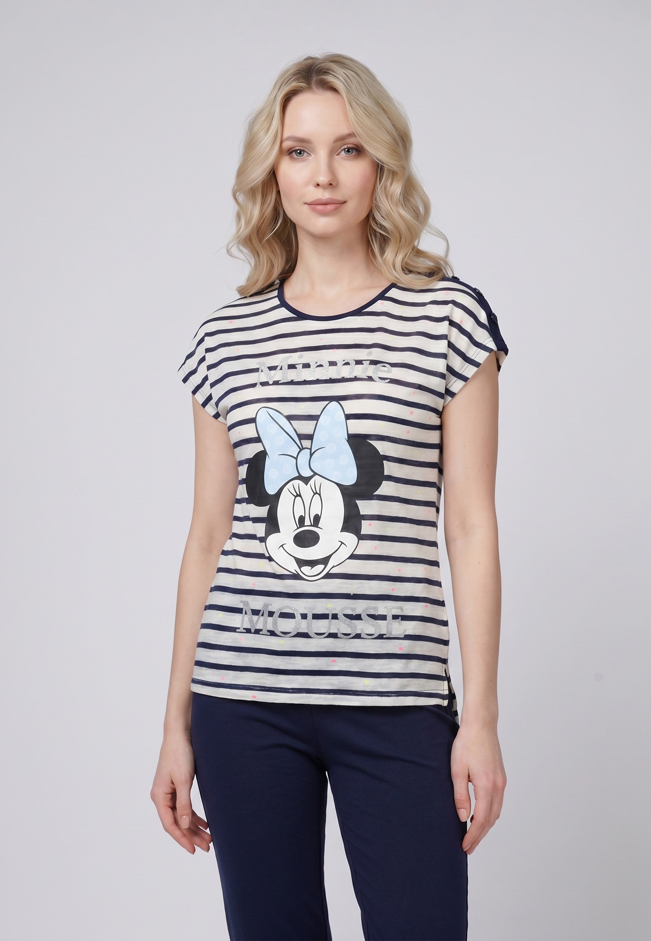 Pyjama Minnie Mouse Portrait Rayé Marine