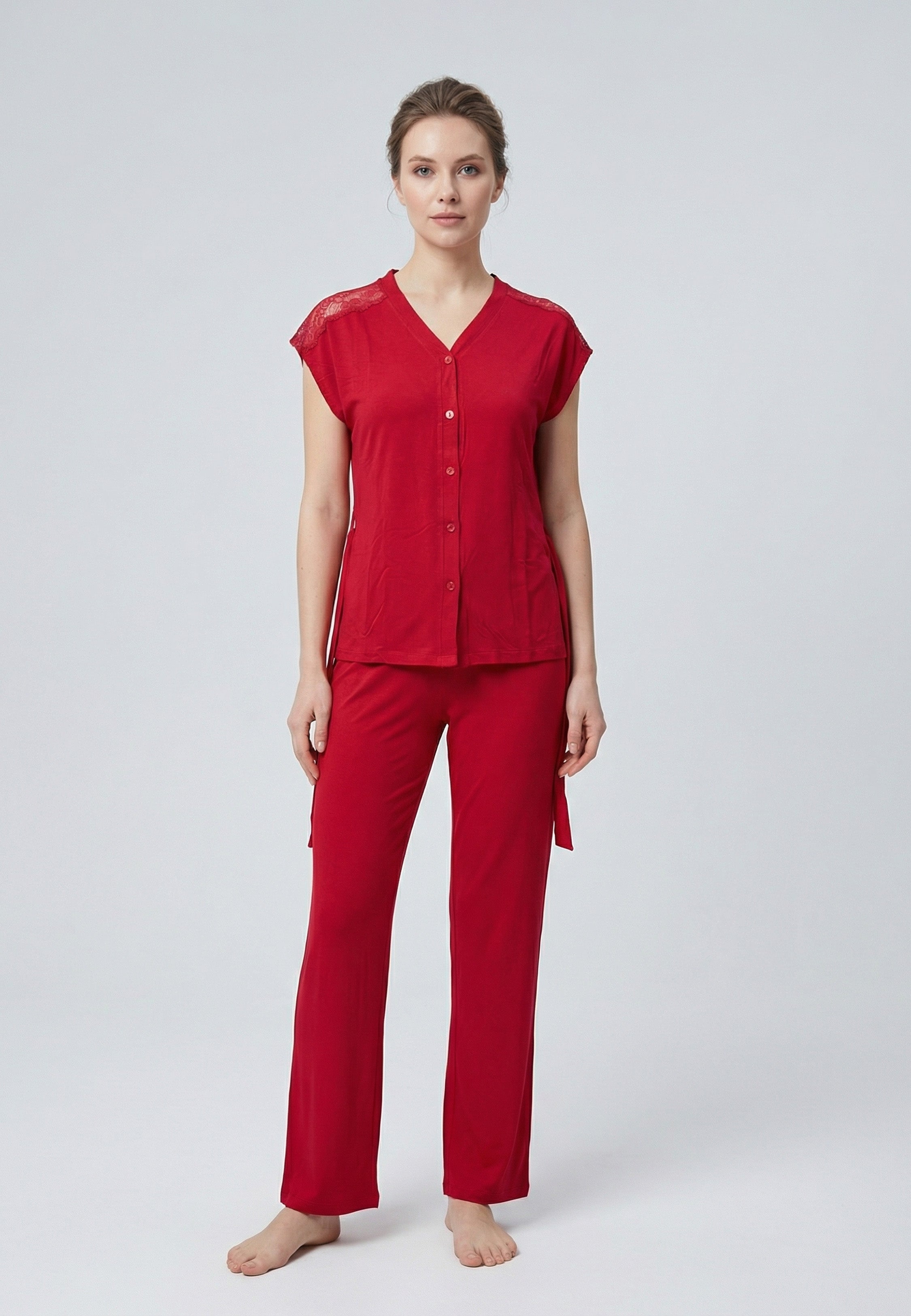 Ensemble Pyjama Femme avec Détails en Dentelle