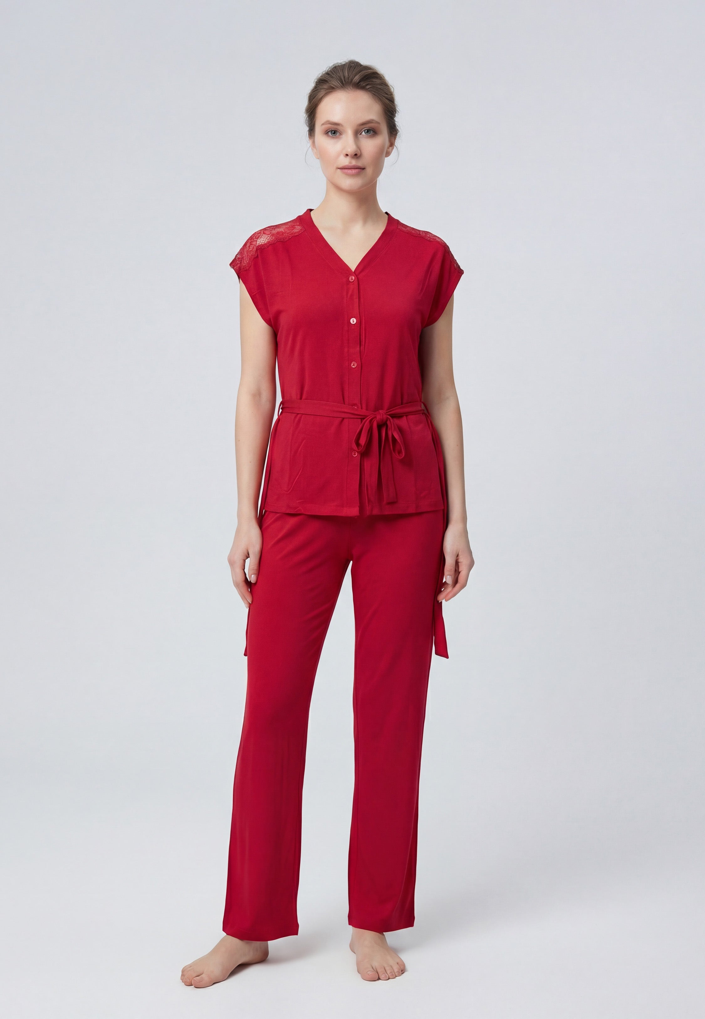 Ensemble Pyjama Femme avec Détails en Dentelle