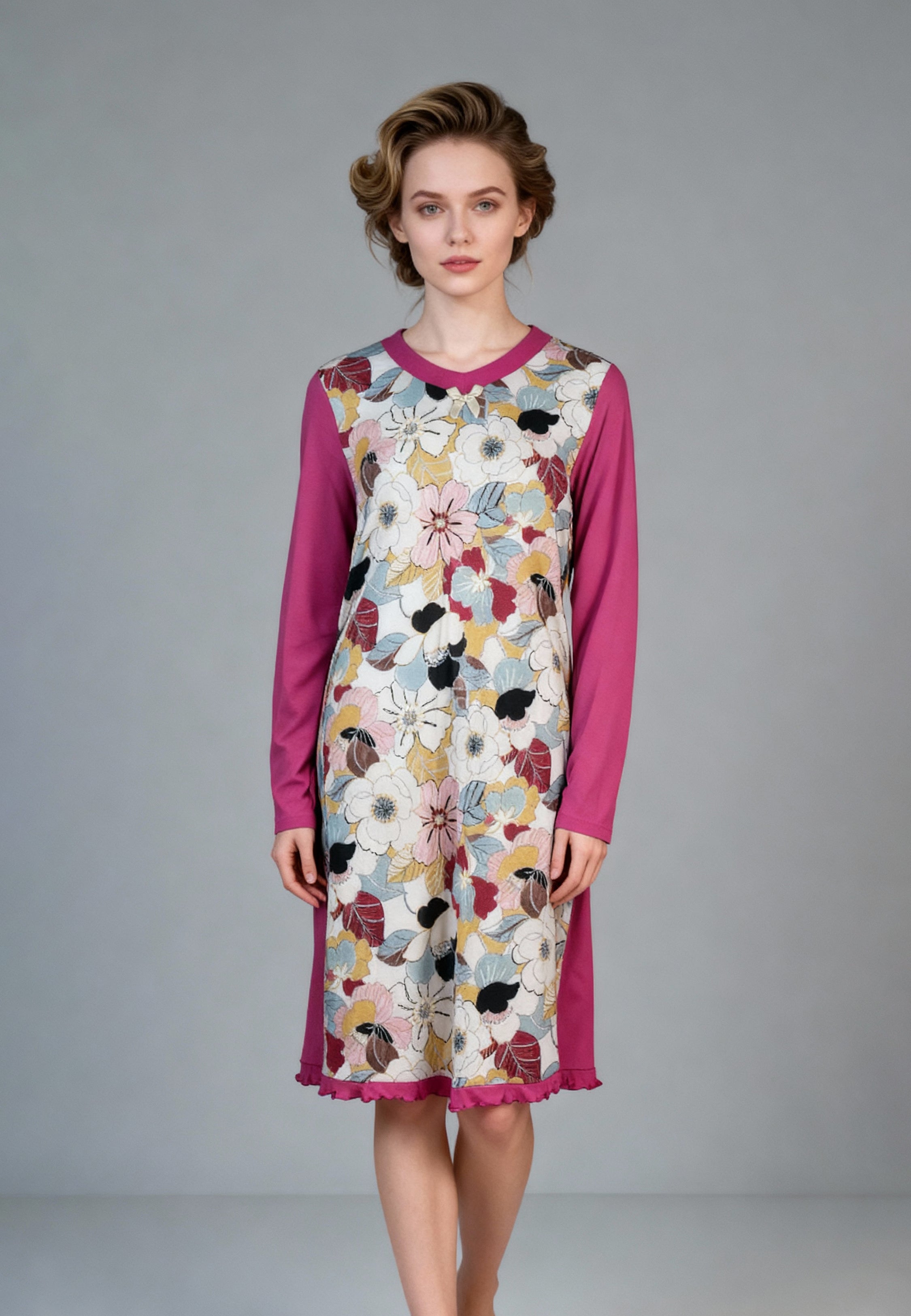 Pyjama Robe Rose avec Motif Fleuri