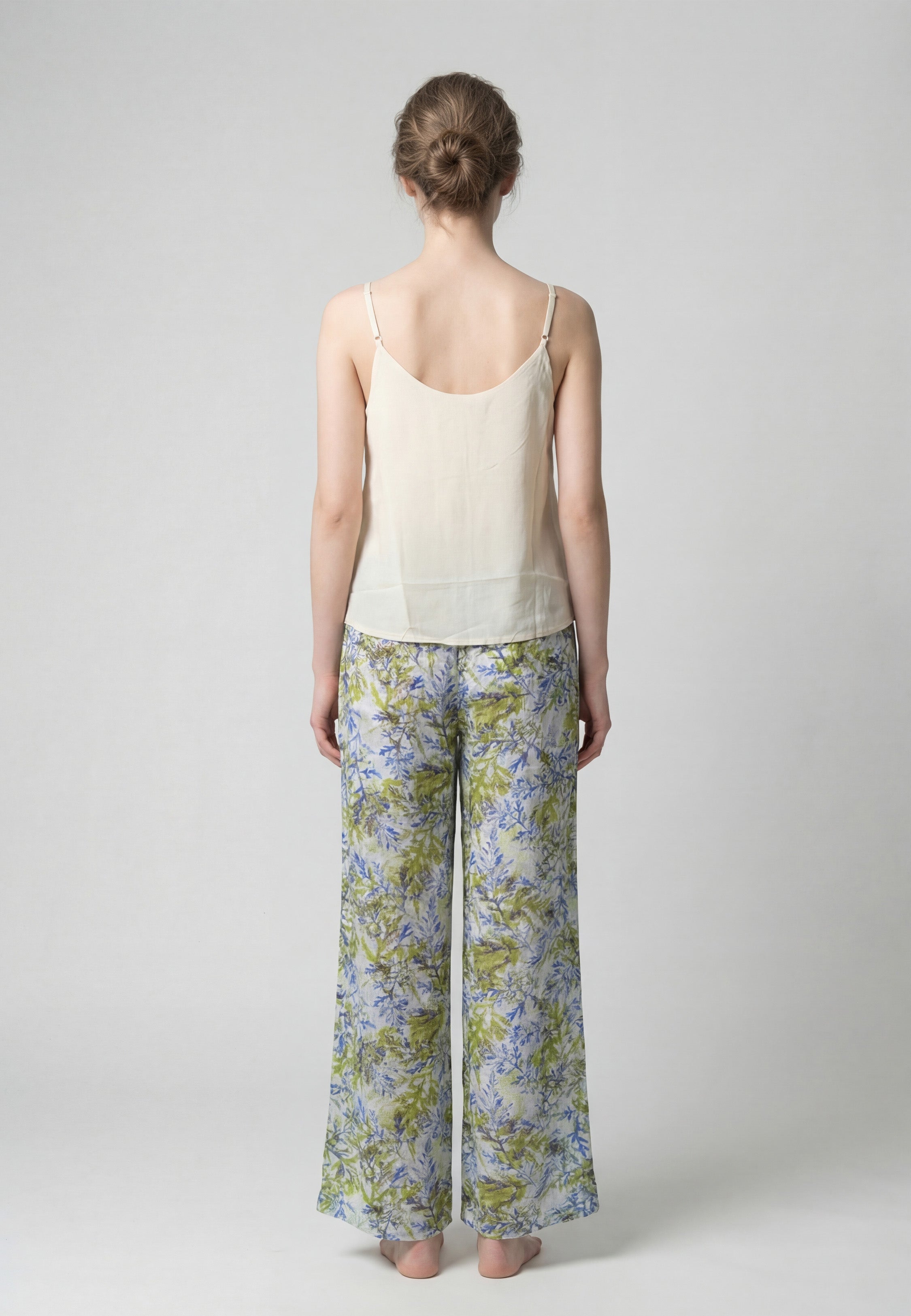 Ensemble Pyjama Femme Caraco et Pantalon Imprimé Feuillage