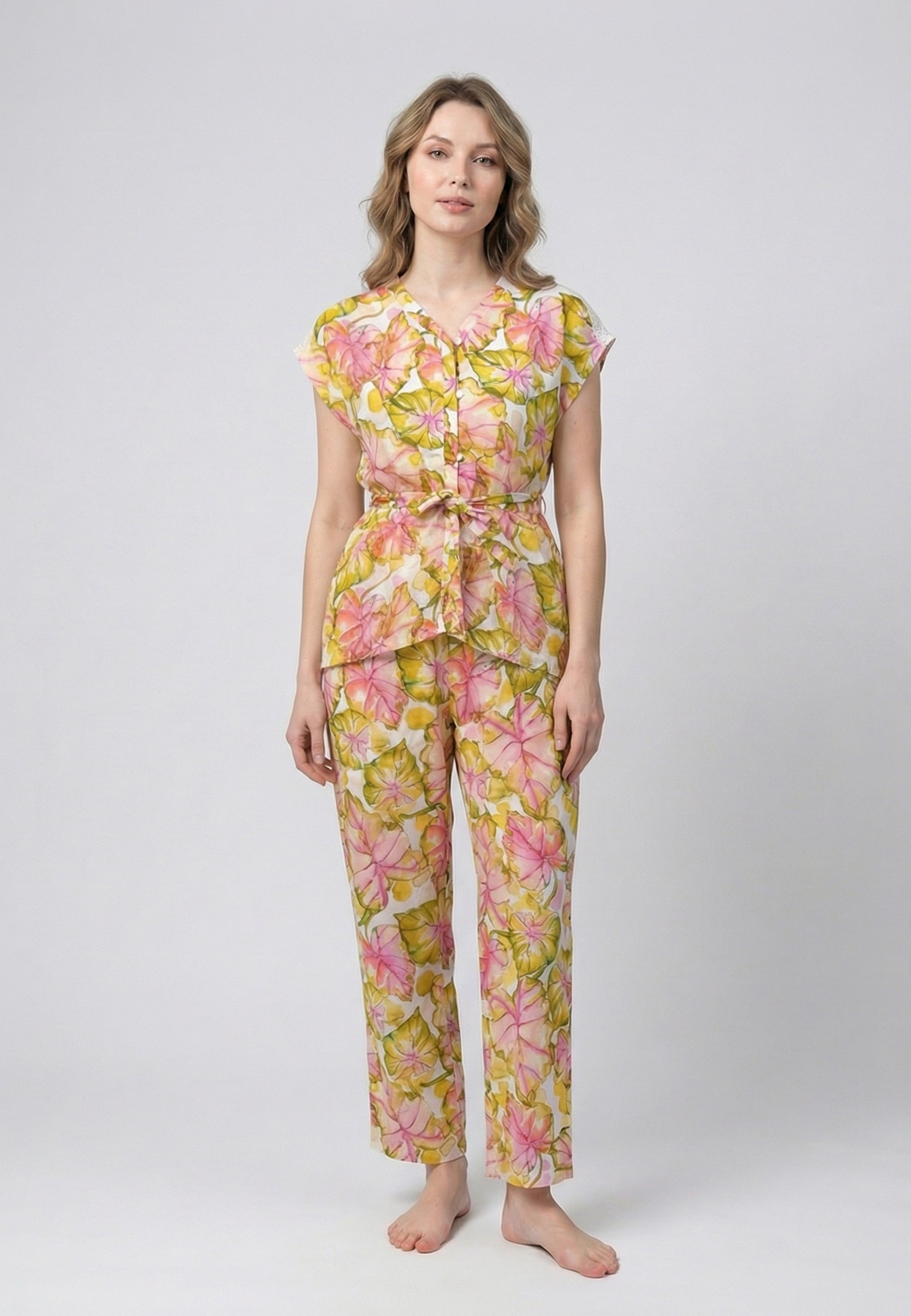 Pyjama Femme Fleuri Ceinturé
