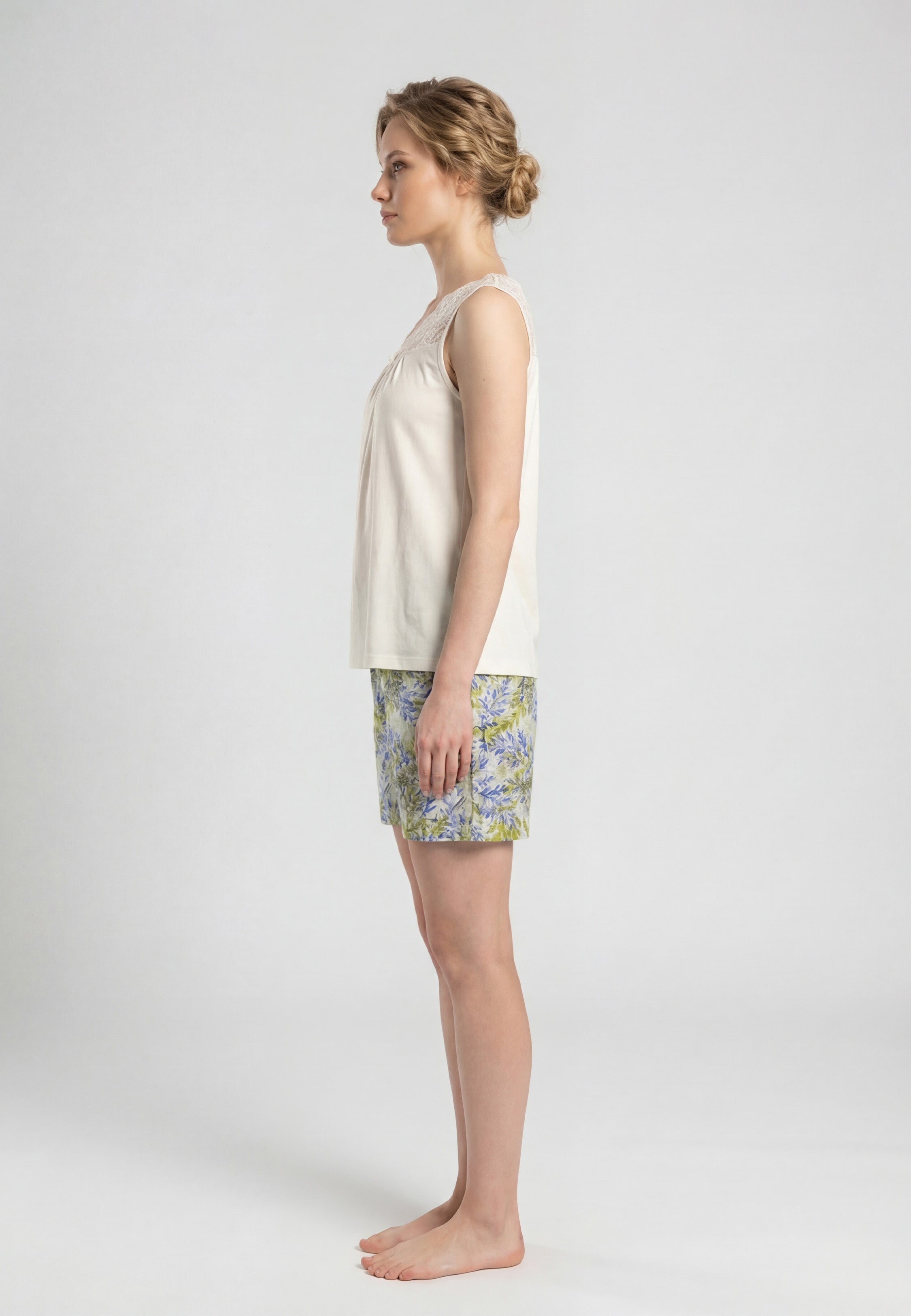 Ensemble Pyjama Femme Short avec Détails en Dentelle