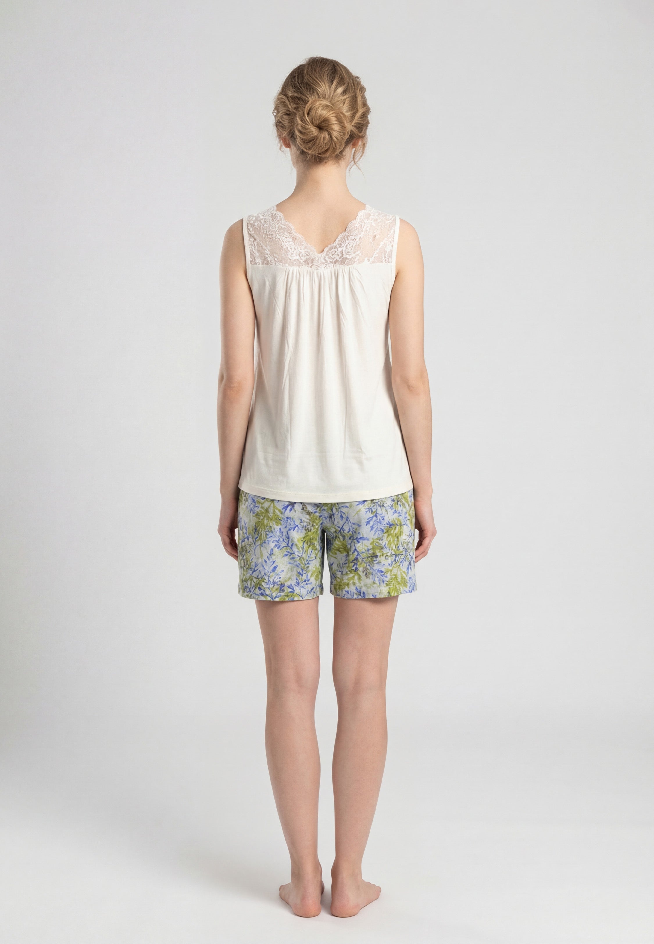 Ensemble Pyjama Femme Short avec Détails en Dentelle