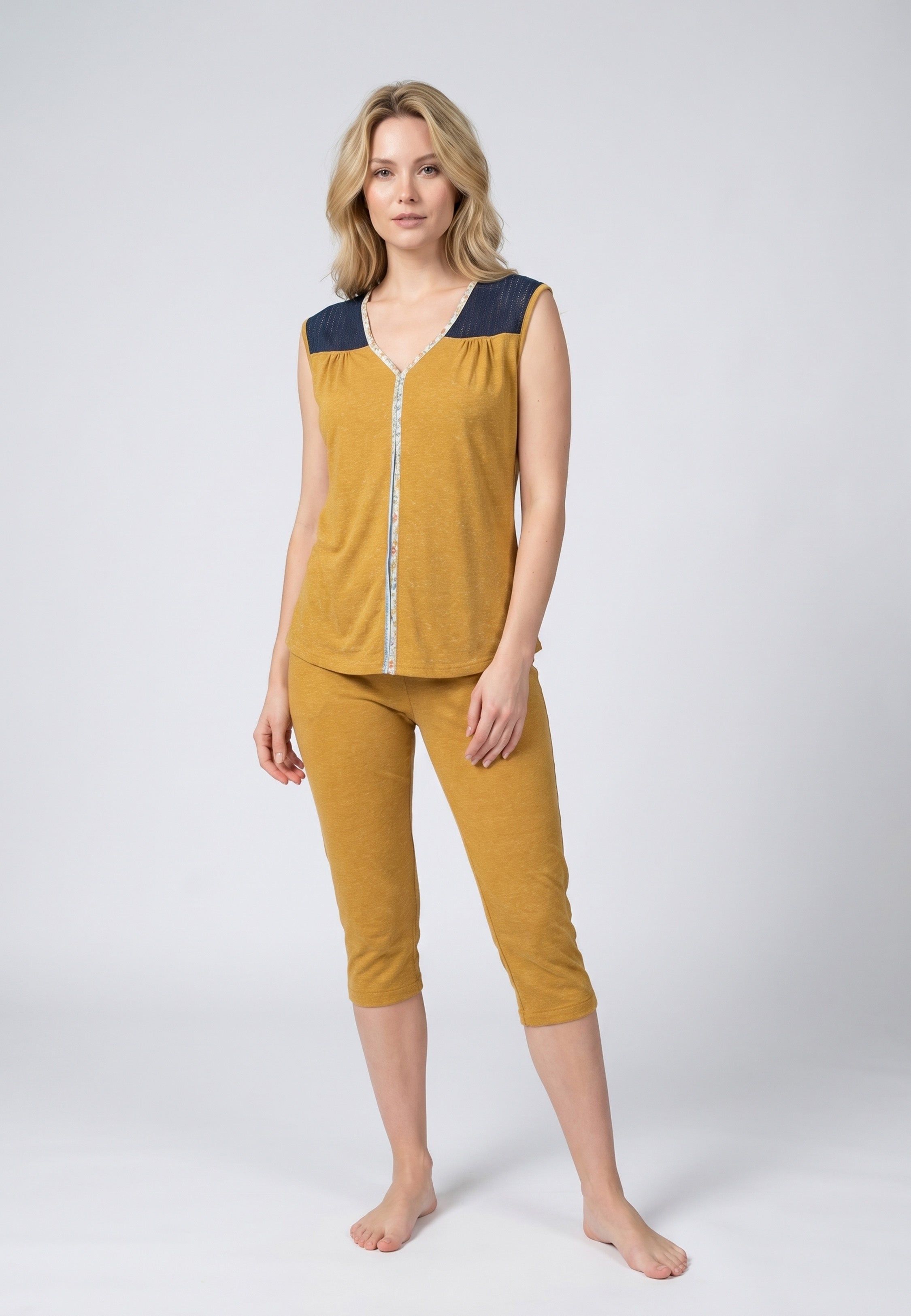 Ensemble Pyjama Femme Sans Manches et Pantalon Court