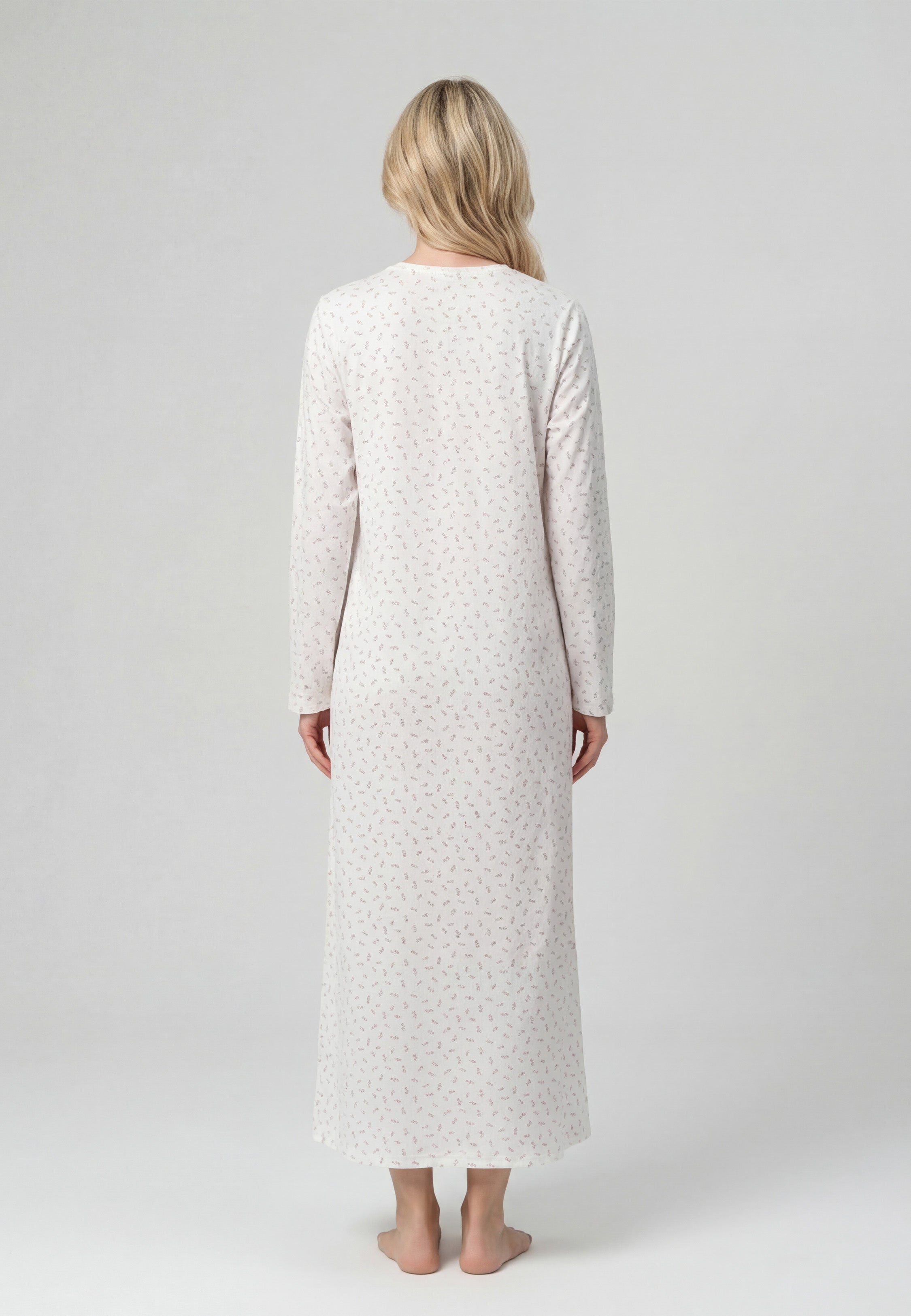 Chemise de Nuit Femme Imprimé Rose en Coton