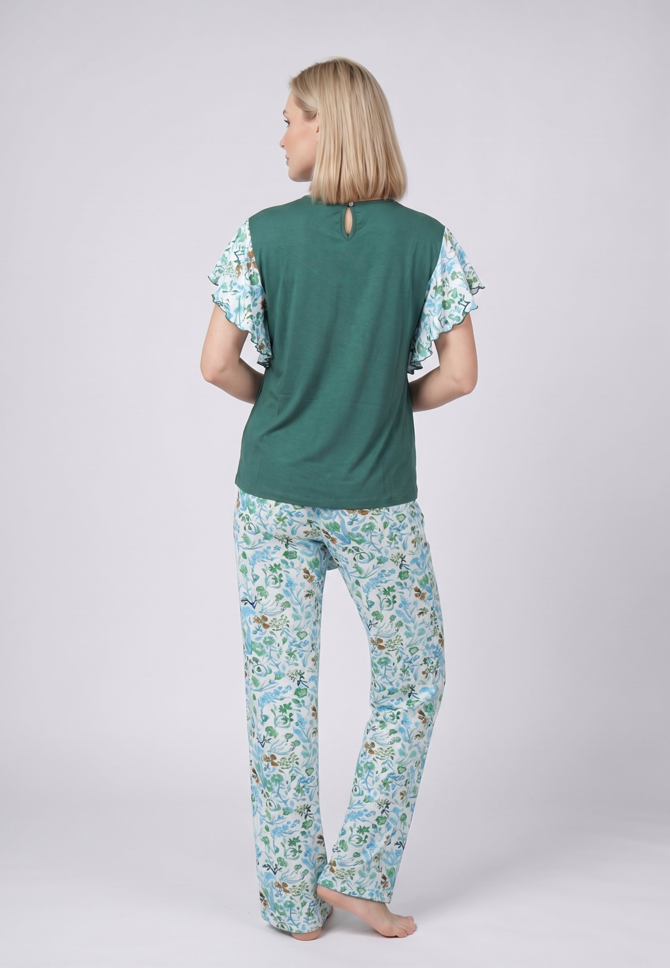 Ensemble Pyjama Femme Manches Volantées Pantalon Long