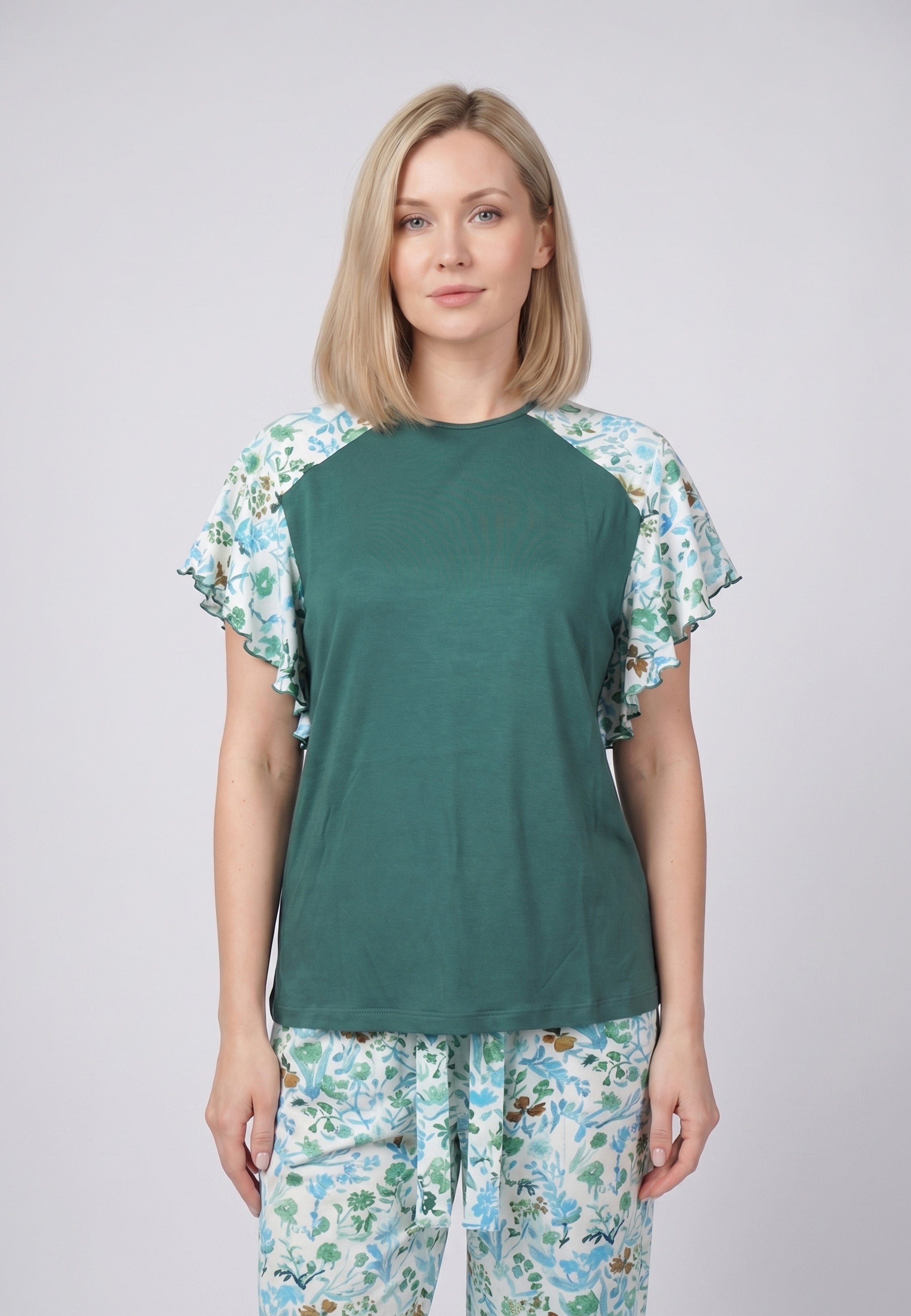 Ensemble Pyjama Femme Manches Volantées Pantalon Long