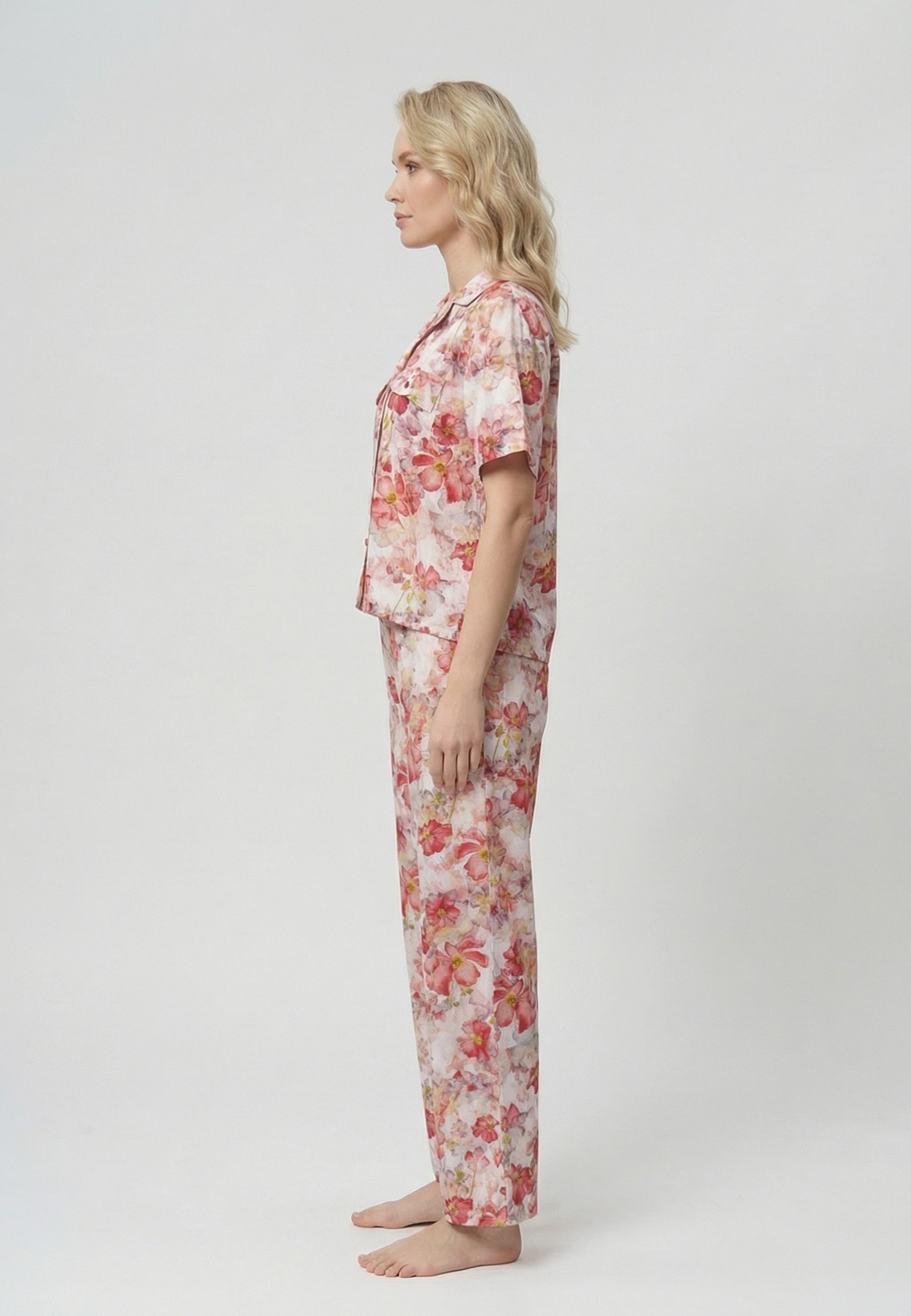 Ensemble Pyjama Femme Fleuri Rouge
