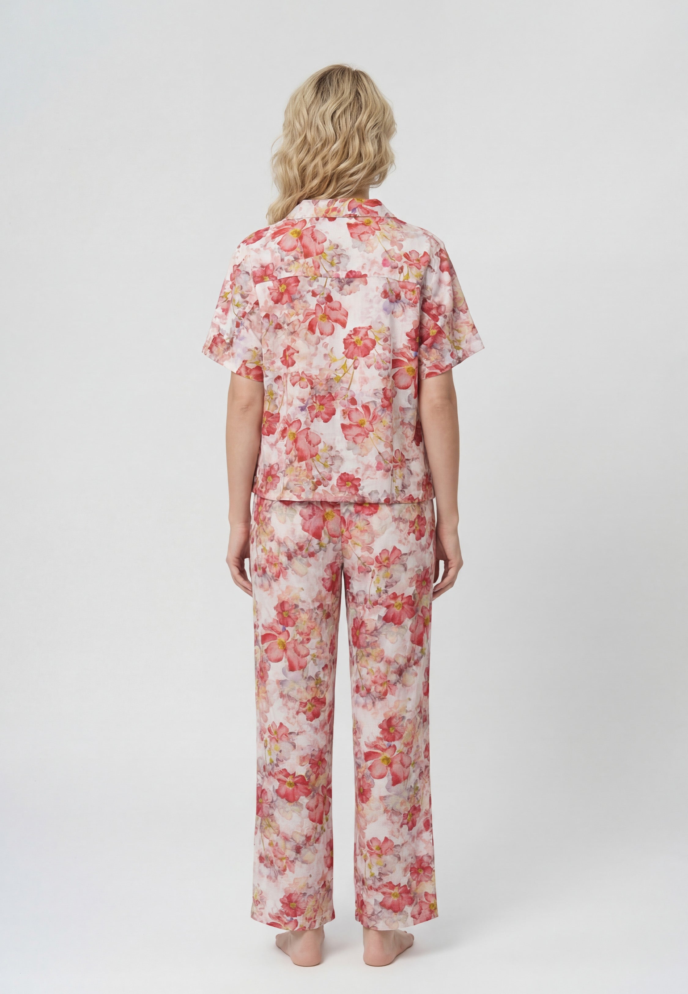 Ensemble Pyjama Femme Fleuri Rouge