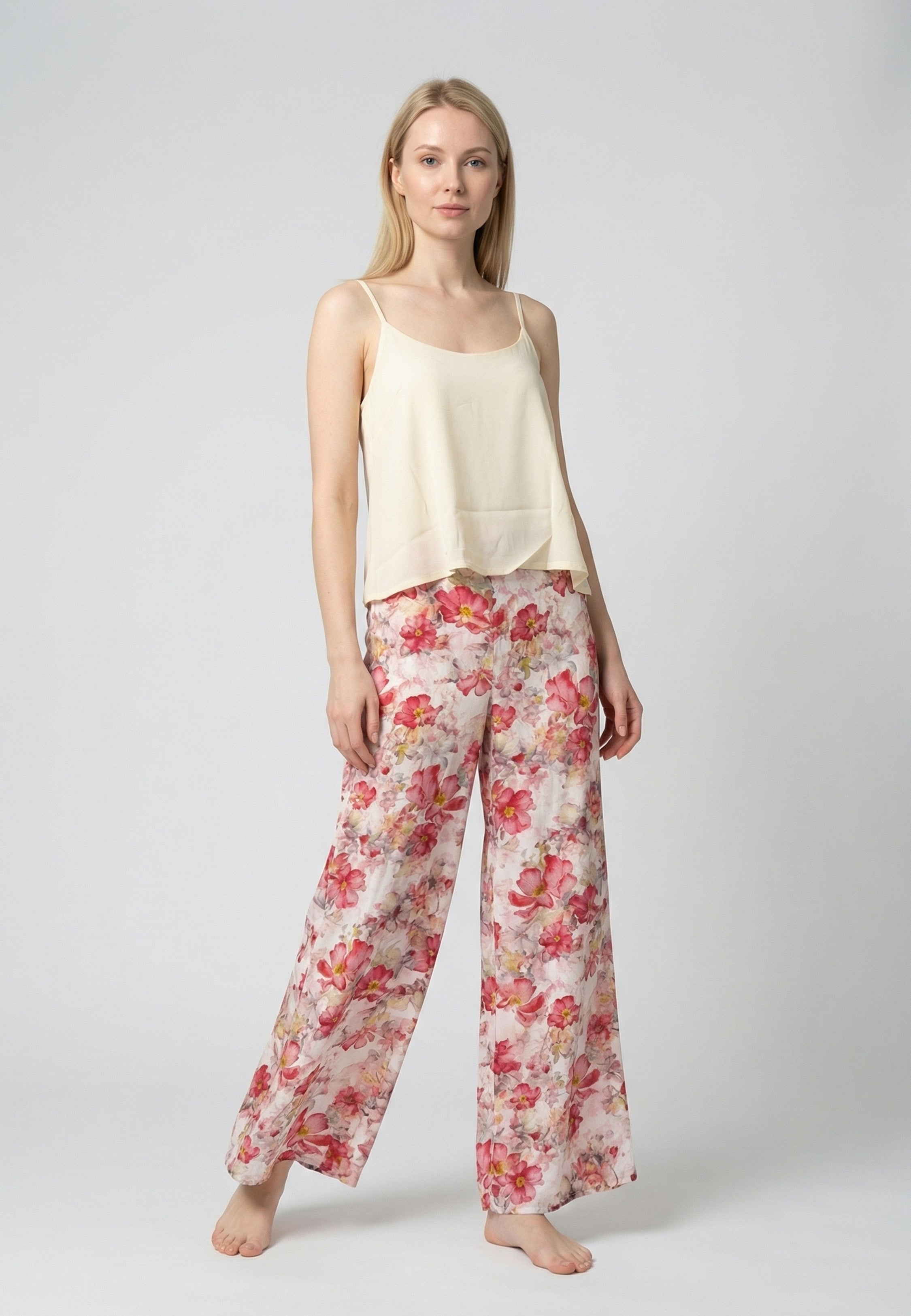 Ensemble Pyjama Femme Caraco et Pantalon Imprimé Floral