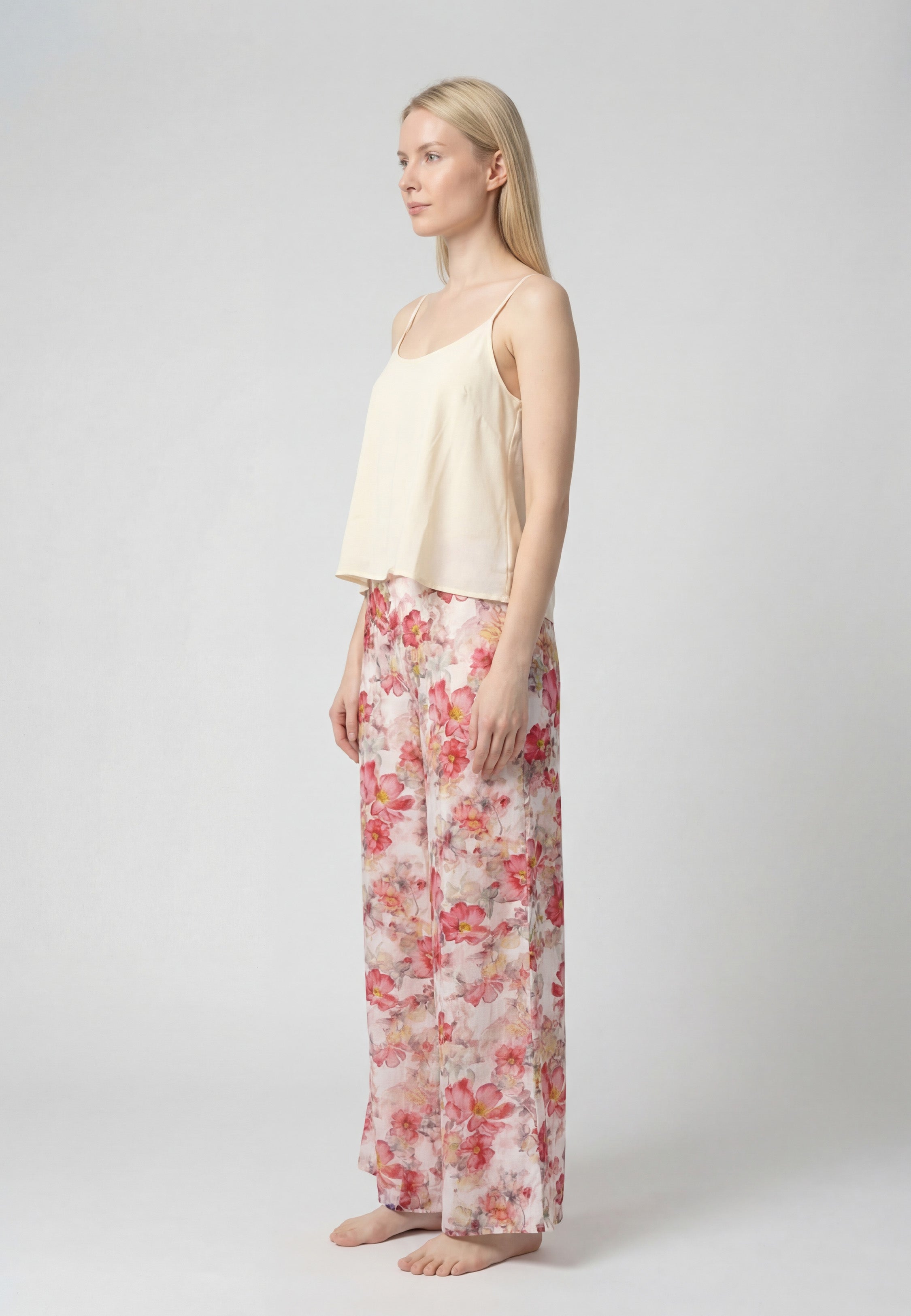 Ensemble Pyjama Femme Caraco et Pantalon Imprimé Floral