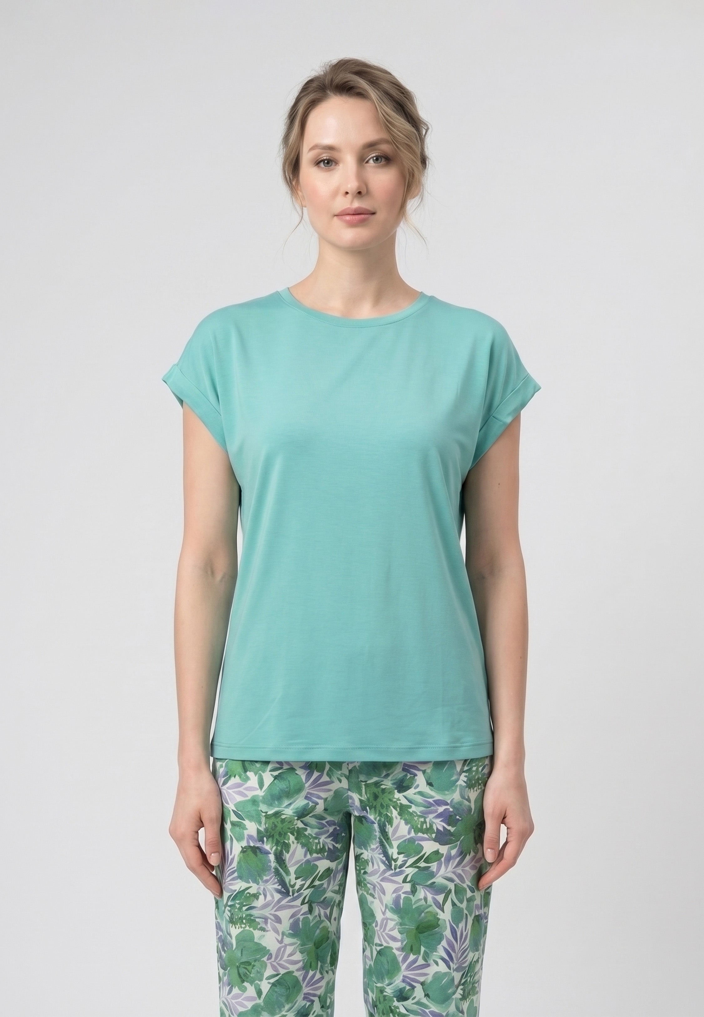 Pyjama T-Shirt Uni & Pantalon Tropical