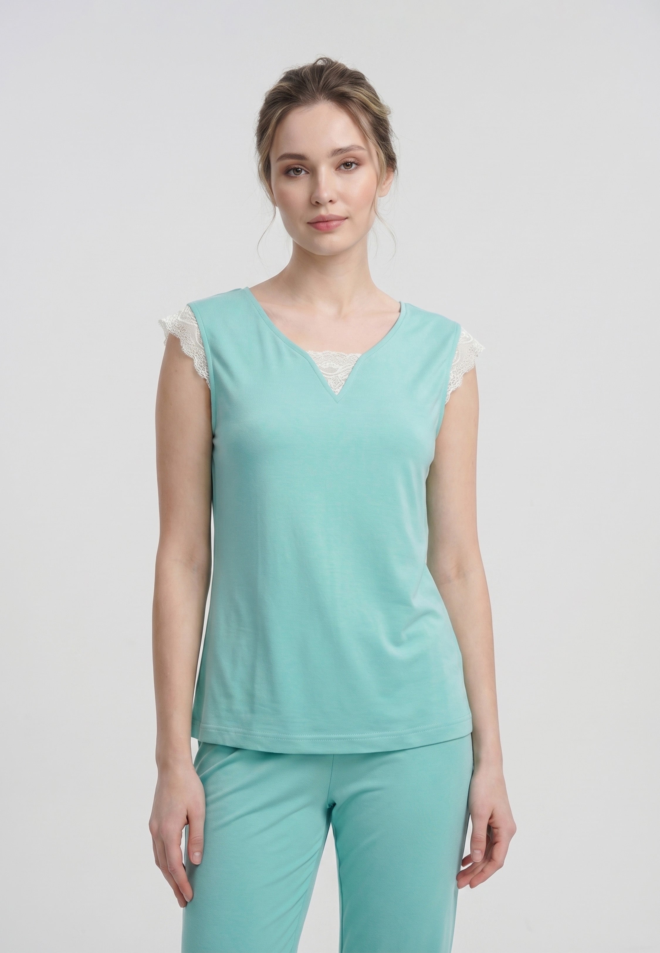 Pyjama Uni Détails Dentelle & Pantalon