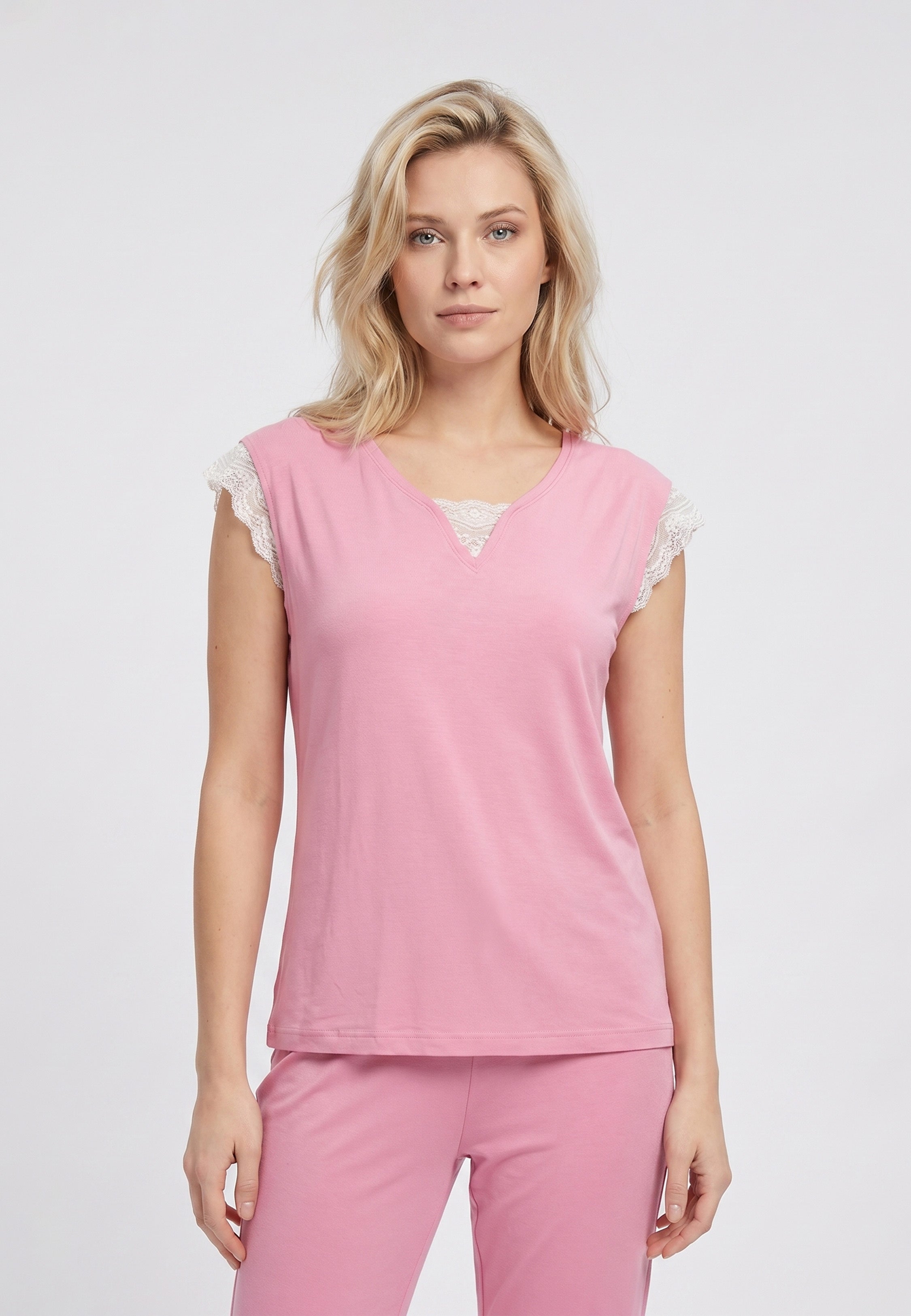 Pyjama Uni Détails Dentelle & Pantalon