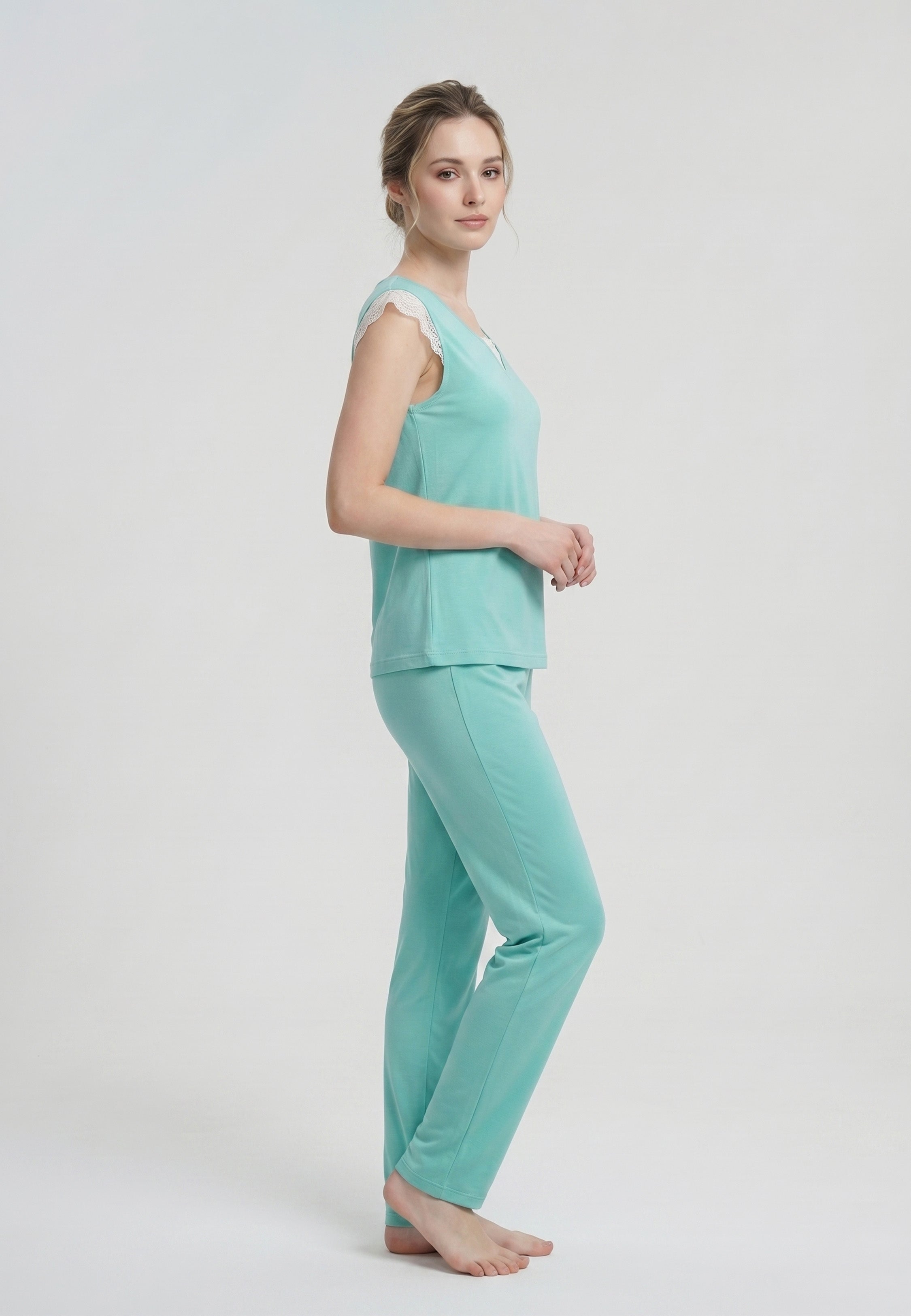 Pyjama Uni Détails Dentelle & Pantalon