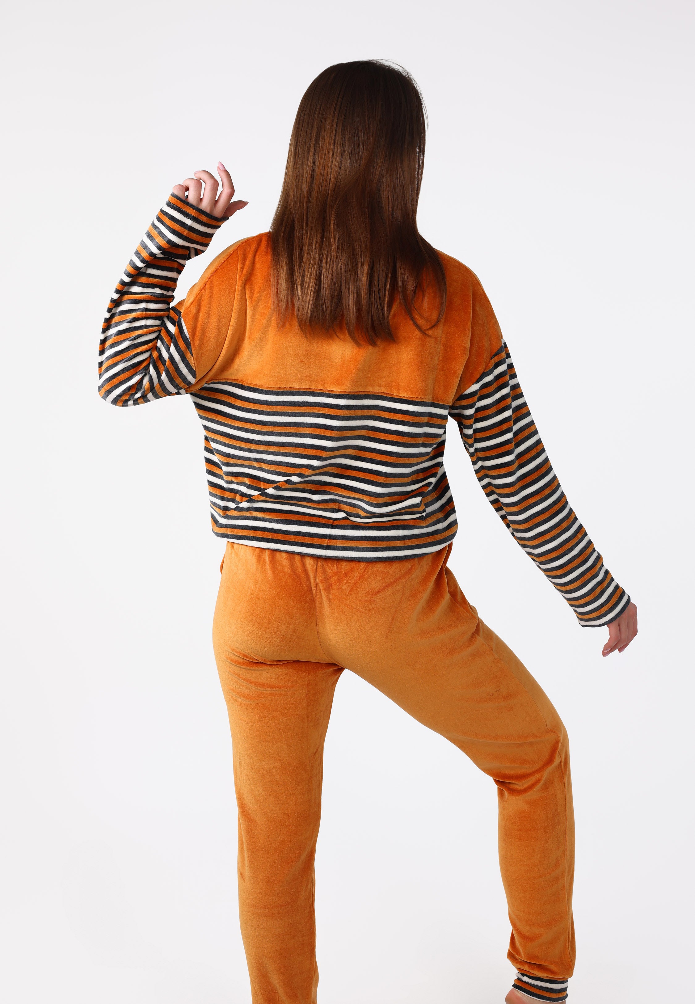 Ensemble en velours zippé caramel | Collection La Douceur d’Hiver