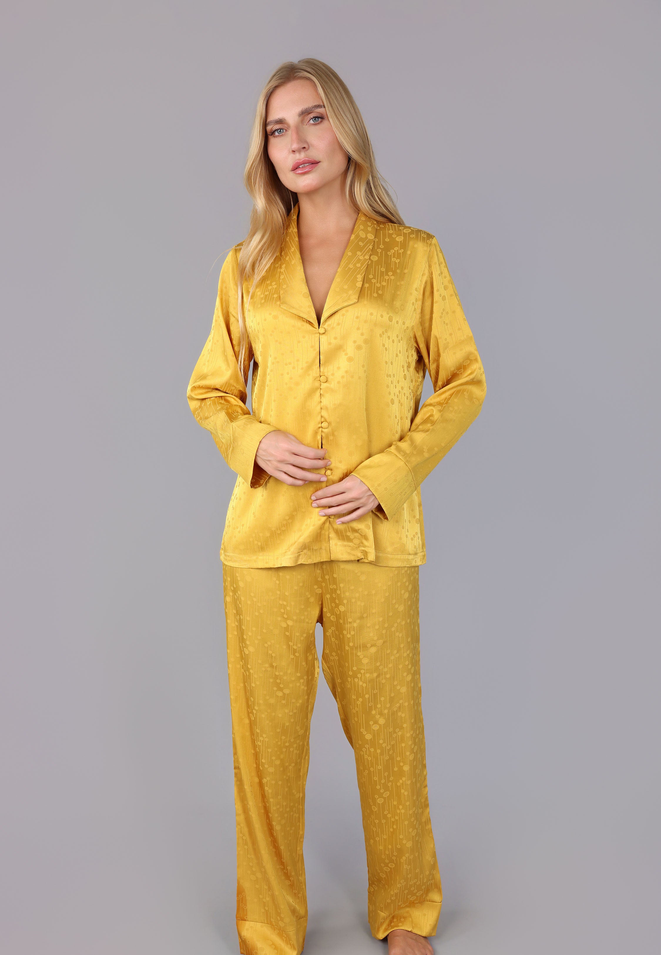 Pyjama Femme Satin Jaune