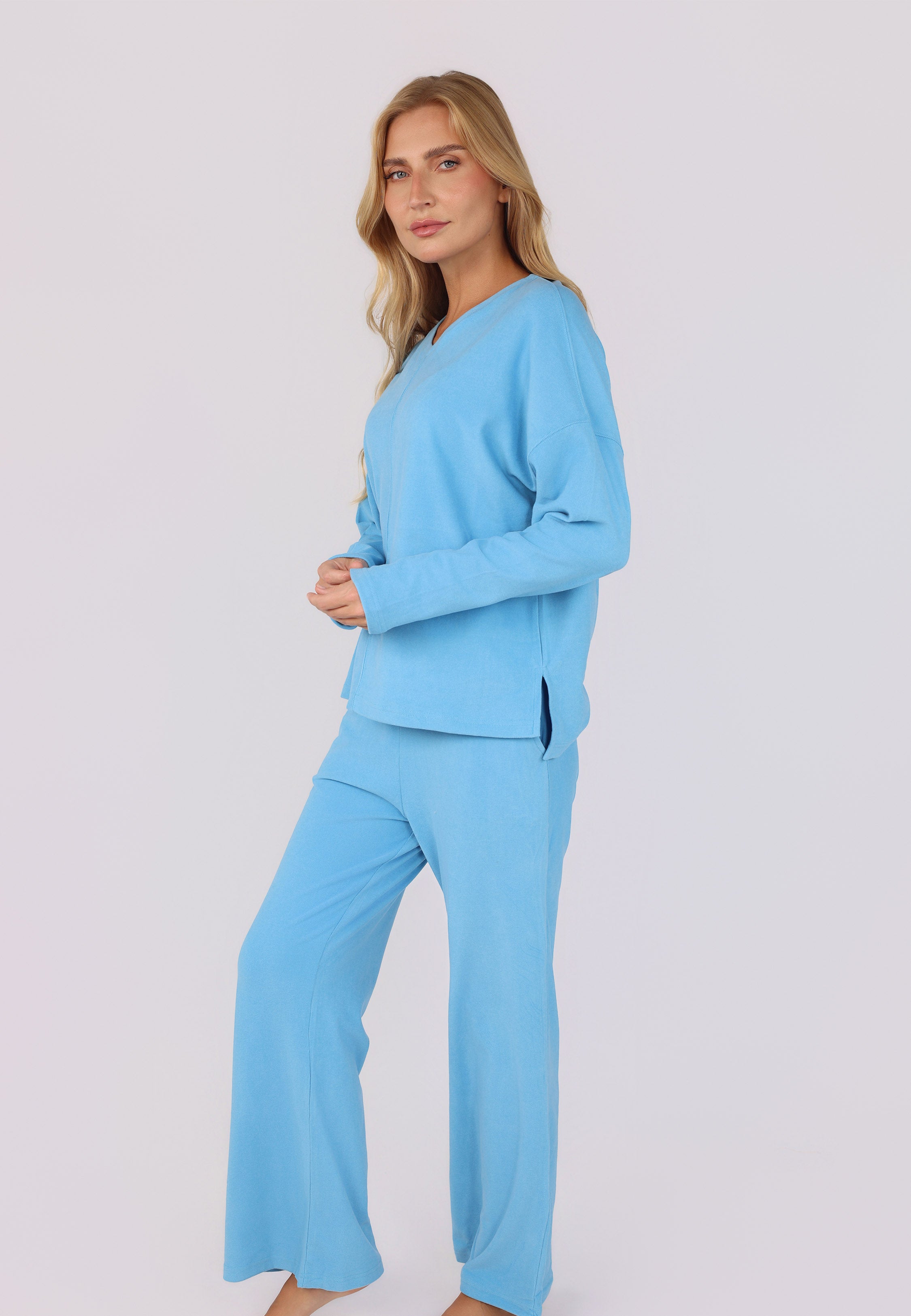 Pyjama Bleu Ciel 2 Pièces Coupe Large