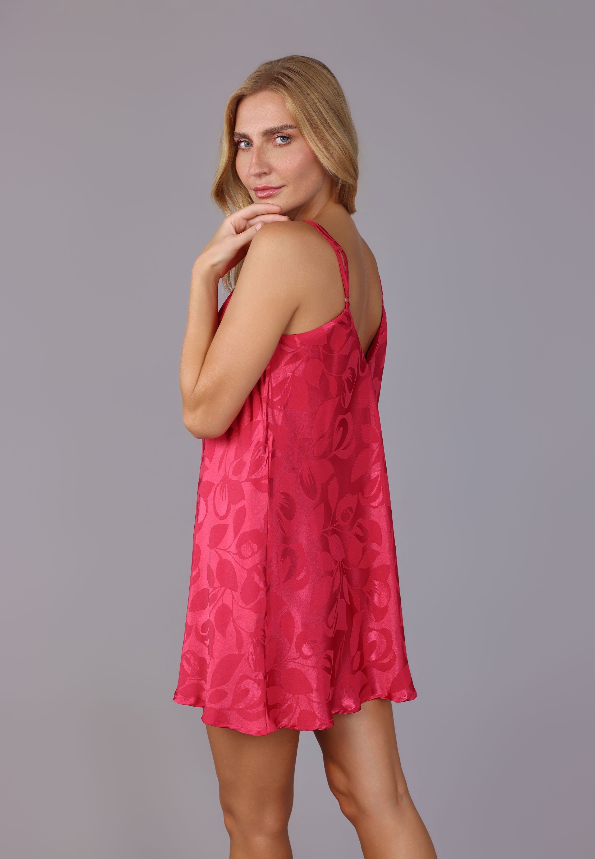 Nuisette en Satin Rose Fuchsia