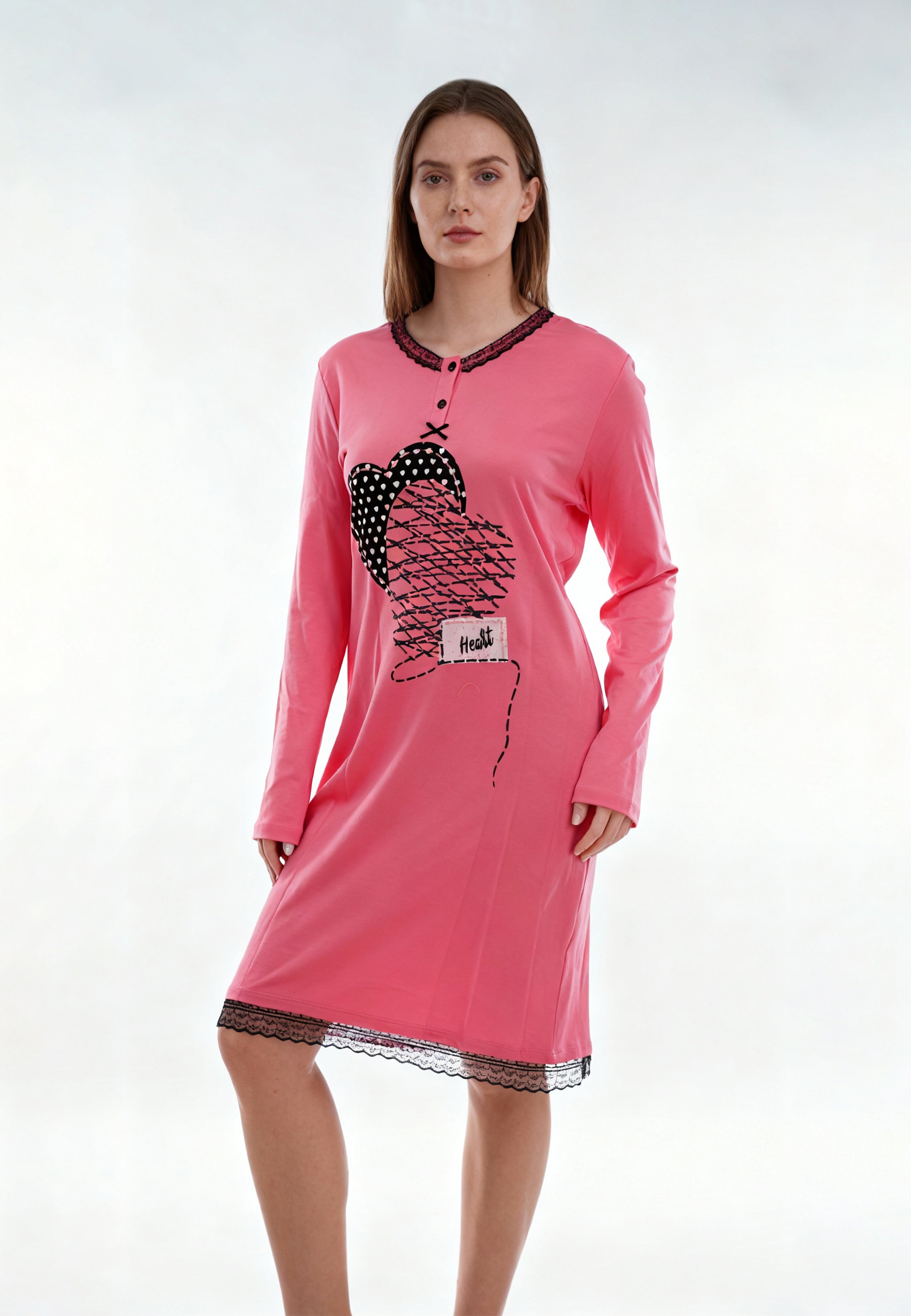 Pyjama Robe à Motifs Cœur