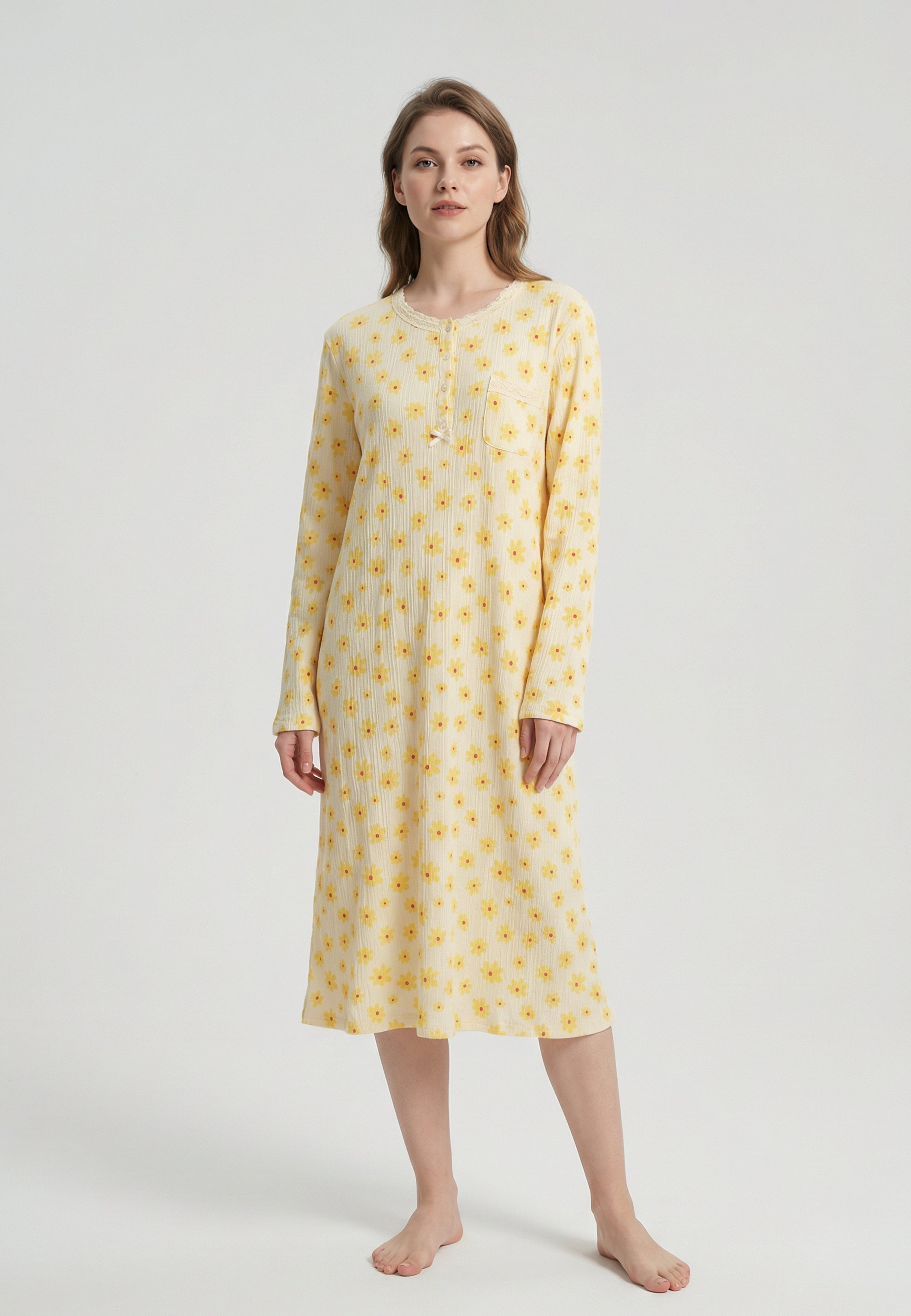 Robe Femme Imprimée Jaune Fleurs