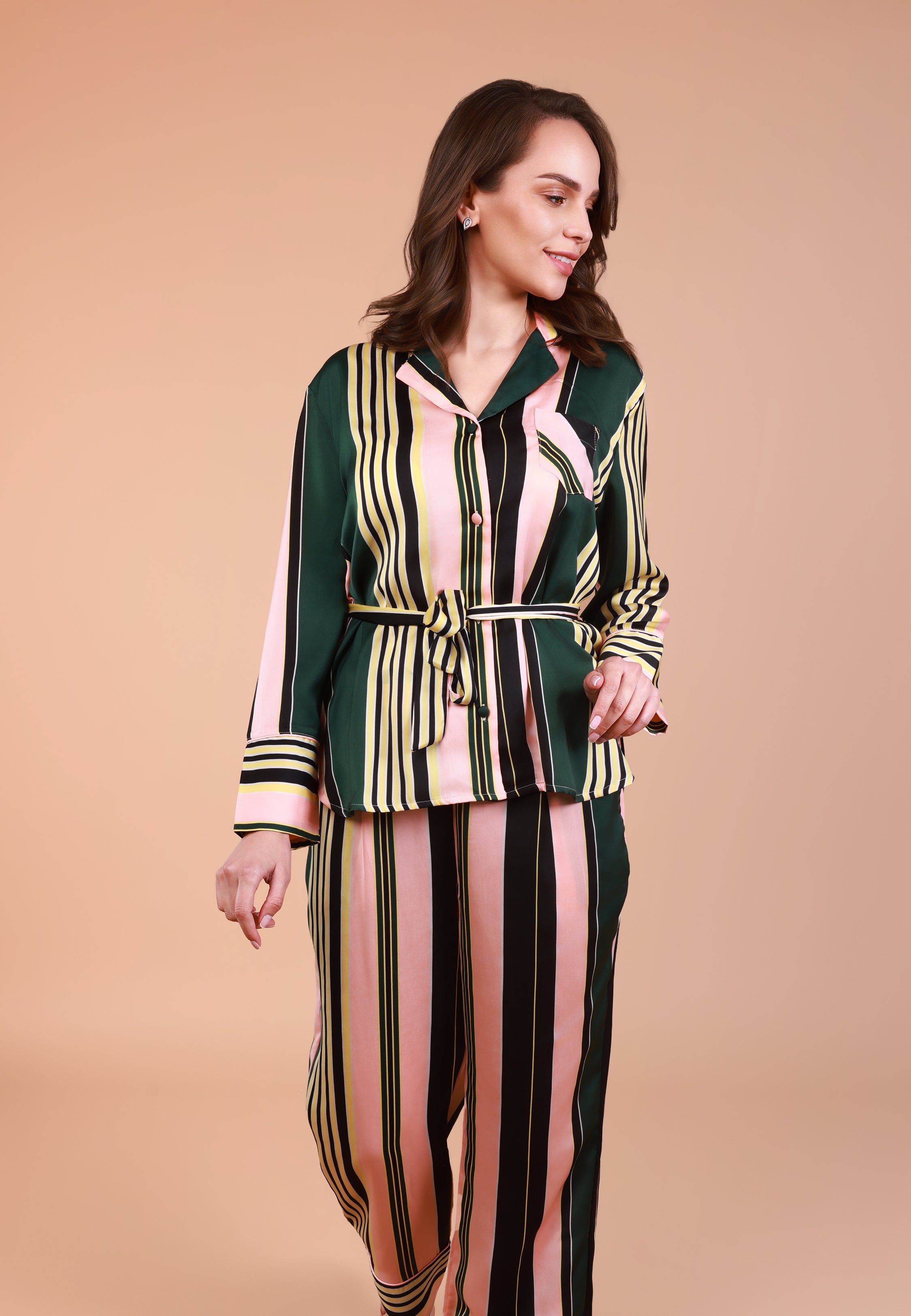 Pyjama Satin Rayé | Collection GÉOMÉTRIQUE