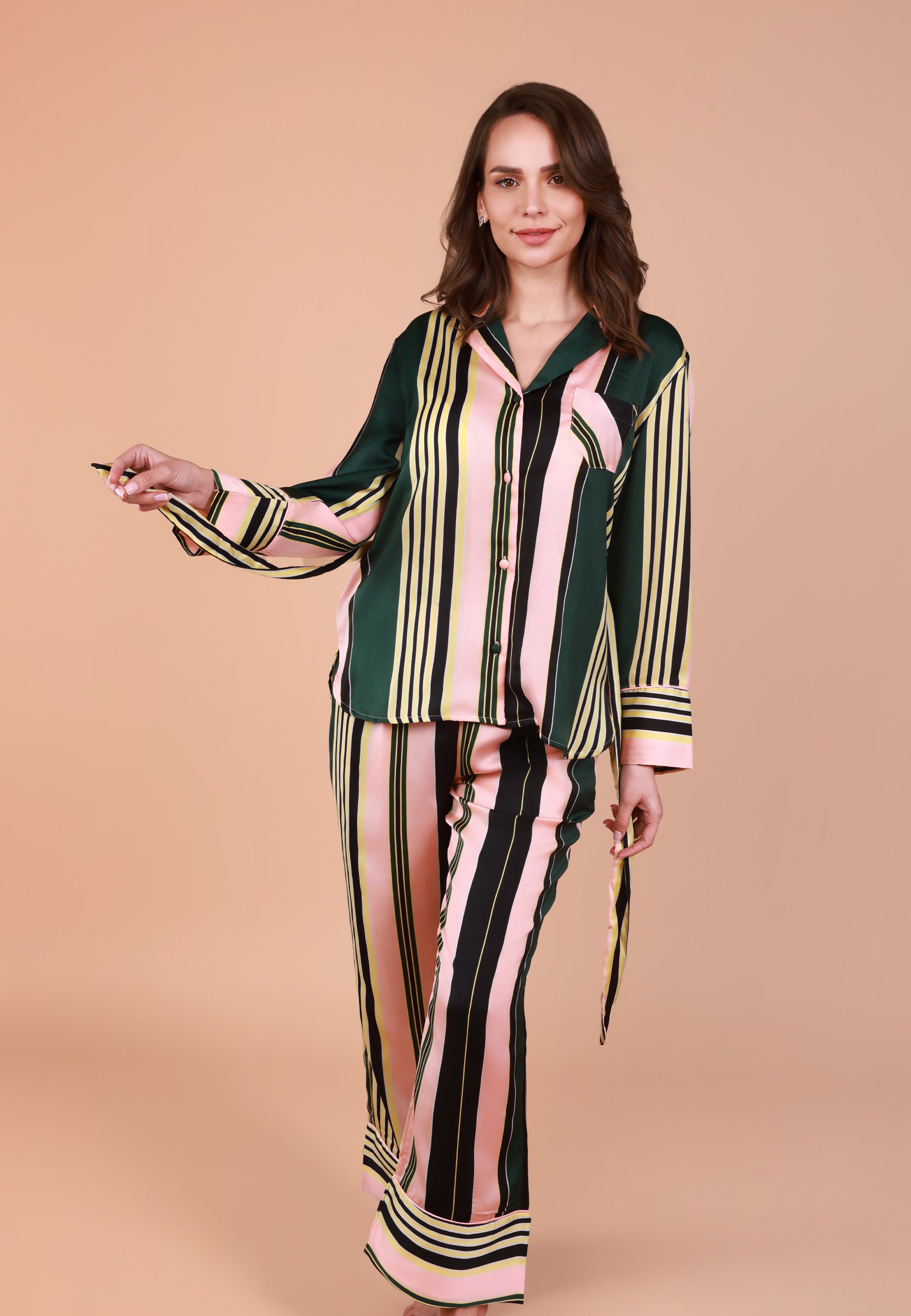Pyjama Satin Rayé | Collection GÉOMÉTRIQUE
